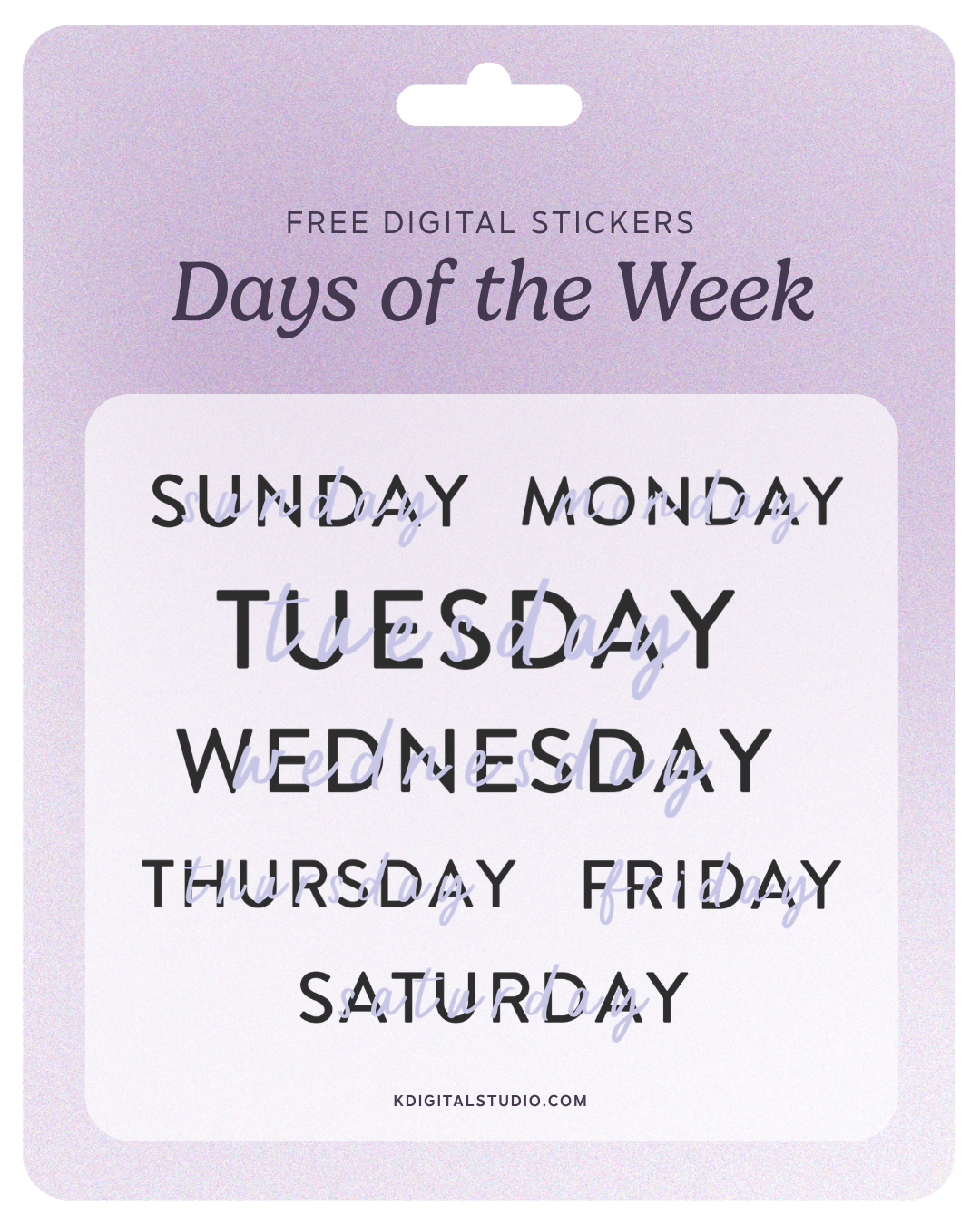 Days of the Week Stickers KDigitalStudio