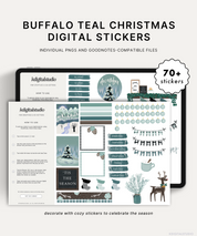 Buffalo Teal Christmas Digital Stickers