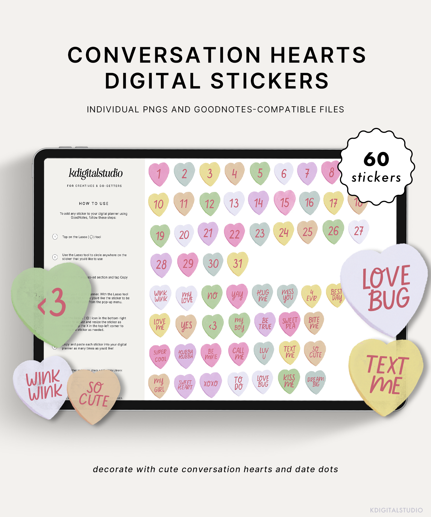 Pegatinas digitales de corazones de conversación