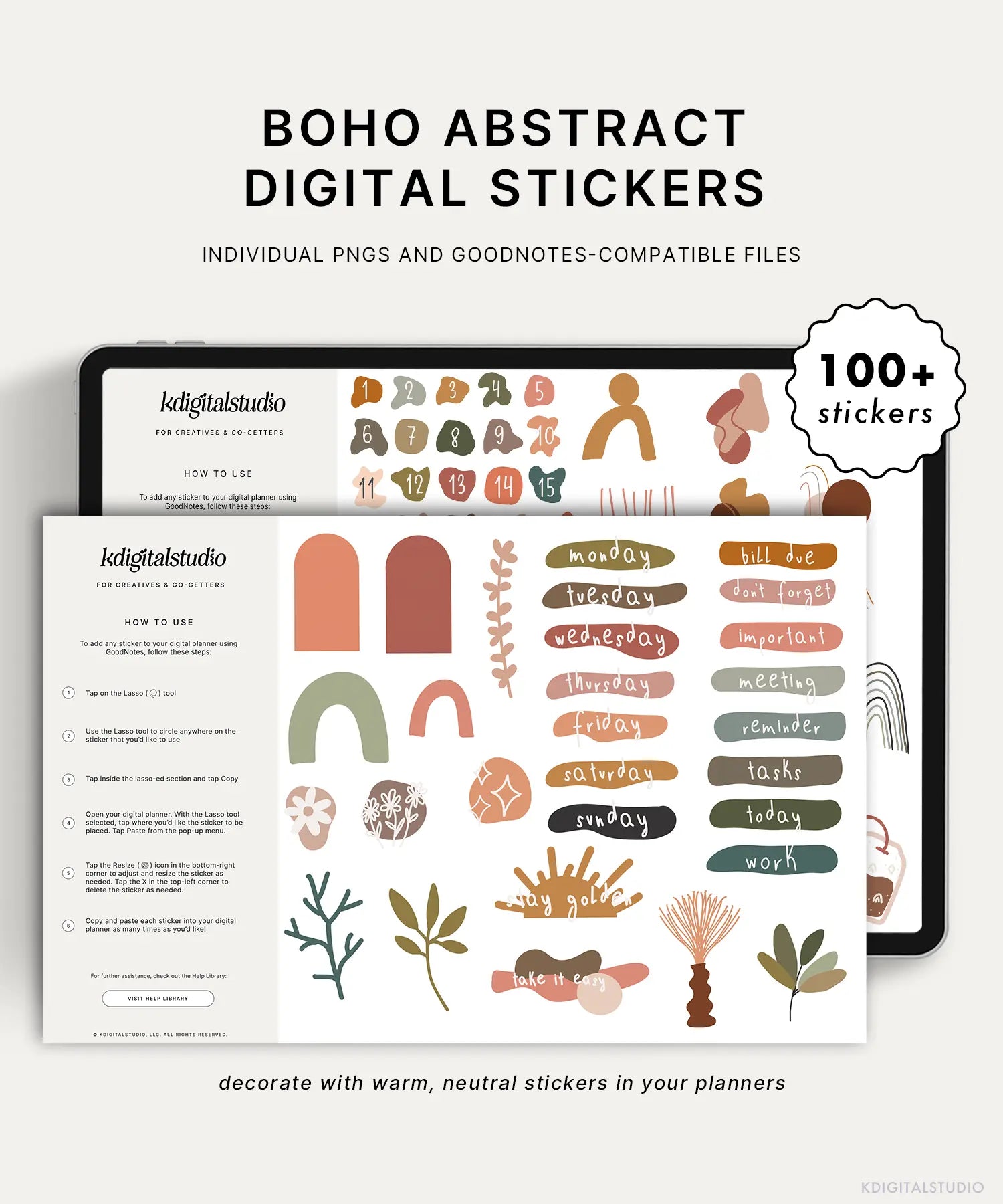 Boho Abstract Digital Stickers KDigitalStudio