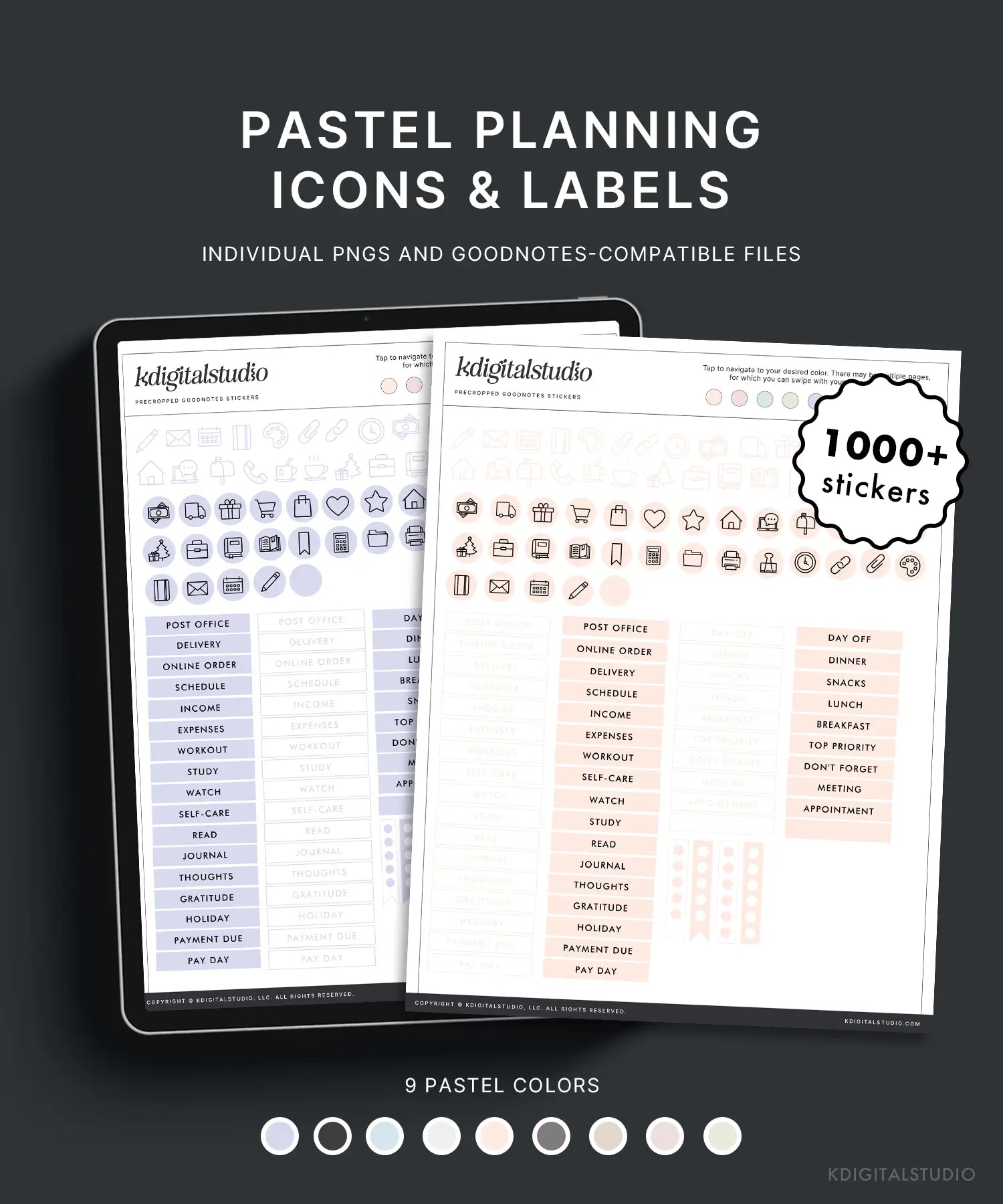 Pastel Planning Icons & Labels KDigitalStudio