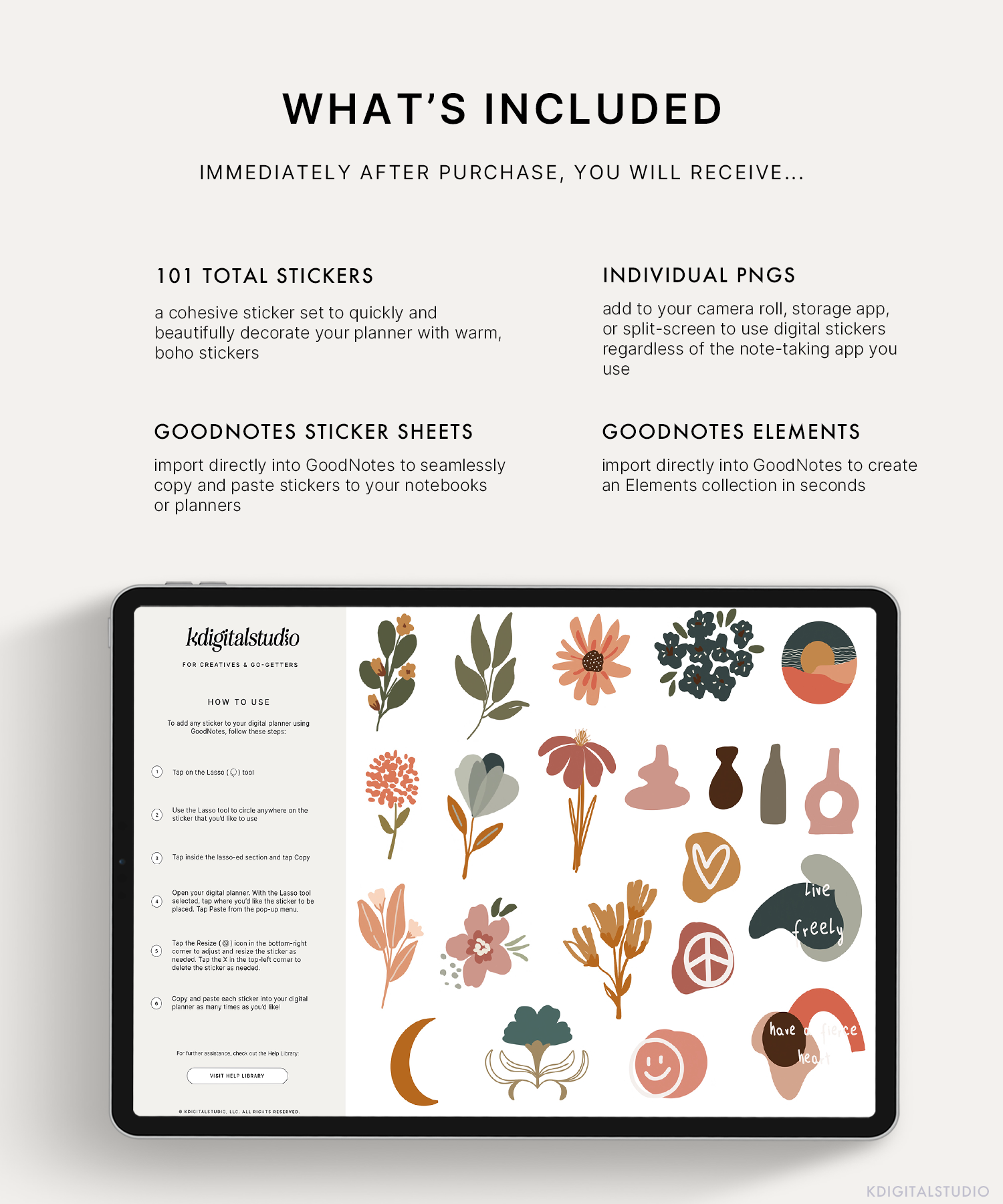 Pegatinas digitales abstractas boho