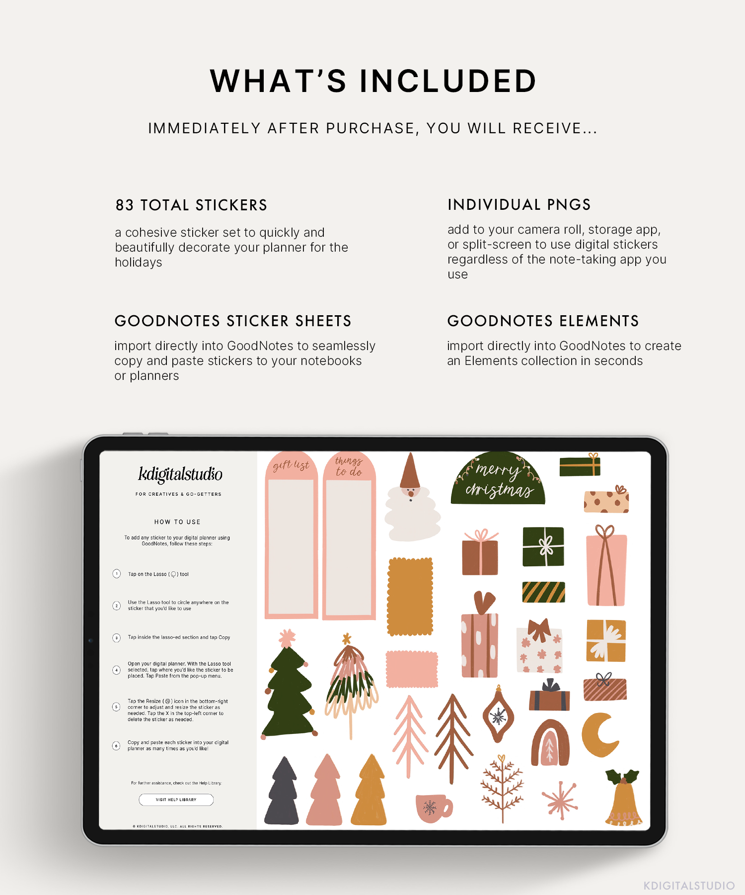 Pegatinas digitales navideñas boho