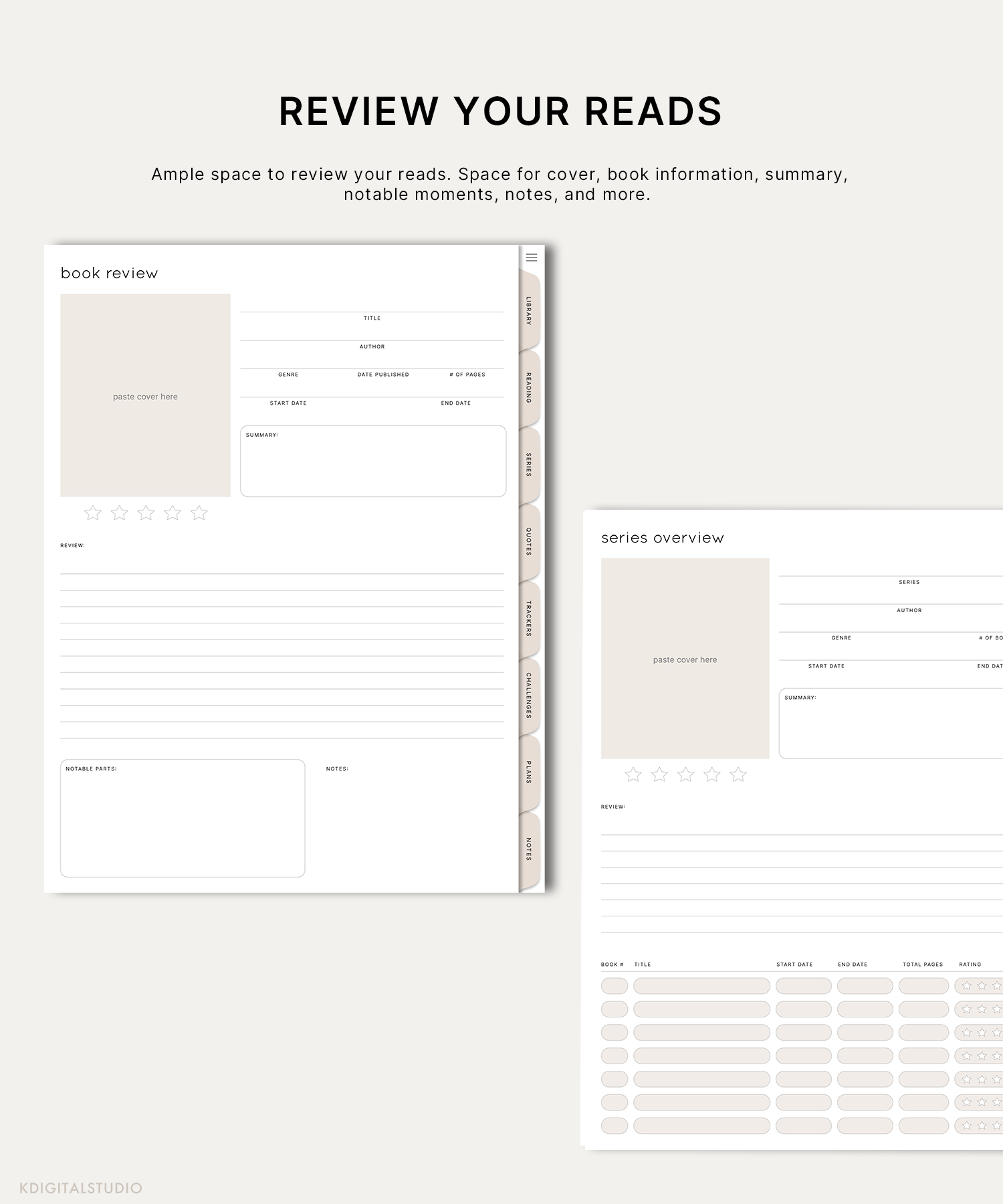 Digital Neutral Reading Journal