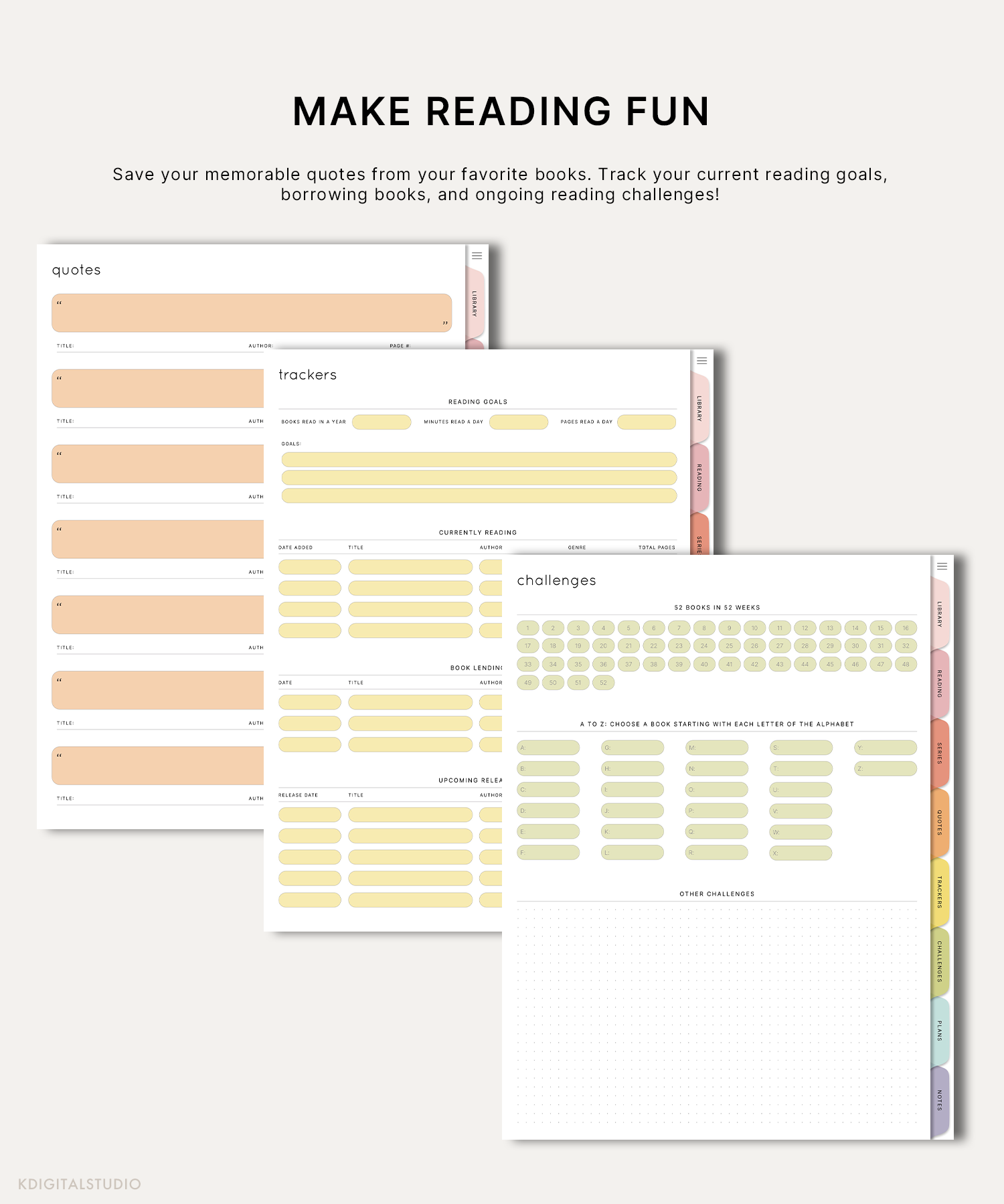 Digital Rainbow Reading Journal