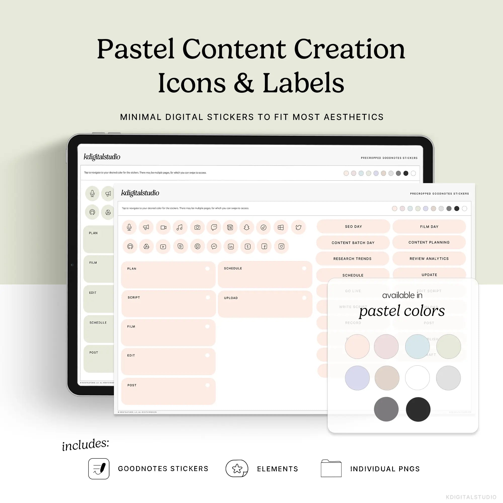 Pastel Content Creation Icons & Labels KDigitalStudio