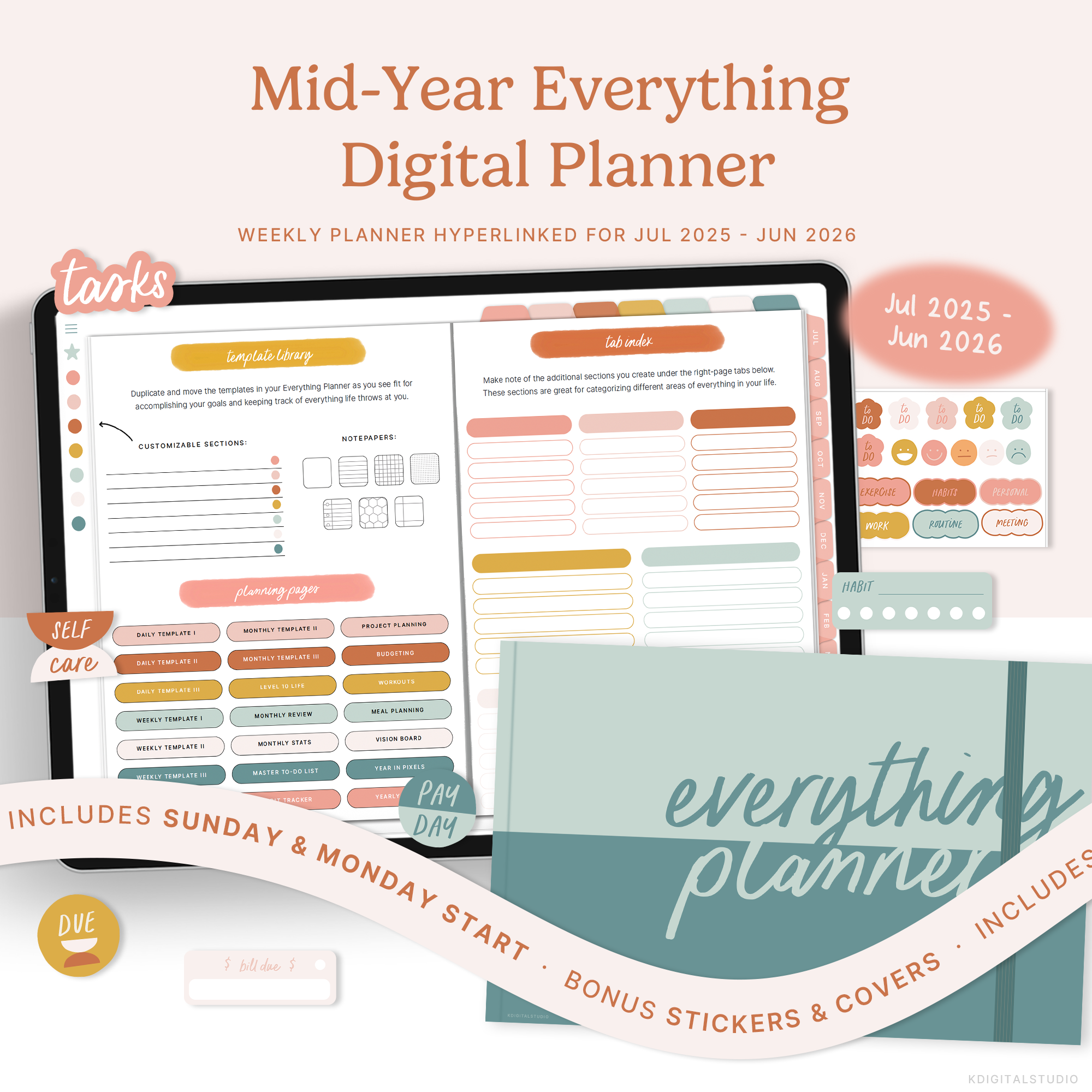 2025-26 Mid-Year Everything Planner in Creative Boho