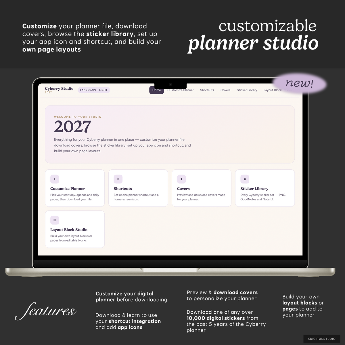 Cyberry 2027 Digital Planner BUNDLE (Dark Mode) KDigitalStudio