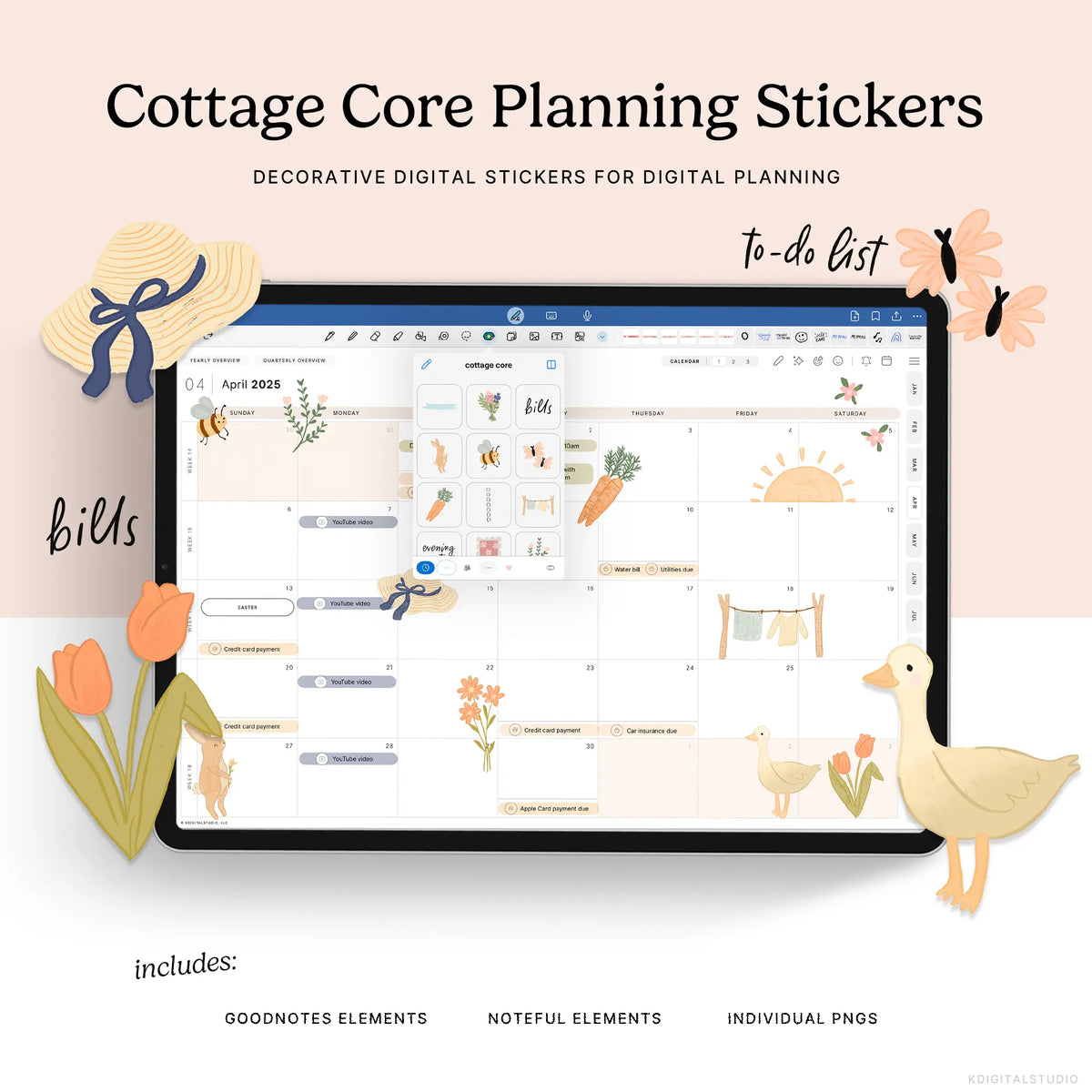 Cottage Core Planning Stickers KDigitalStudio