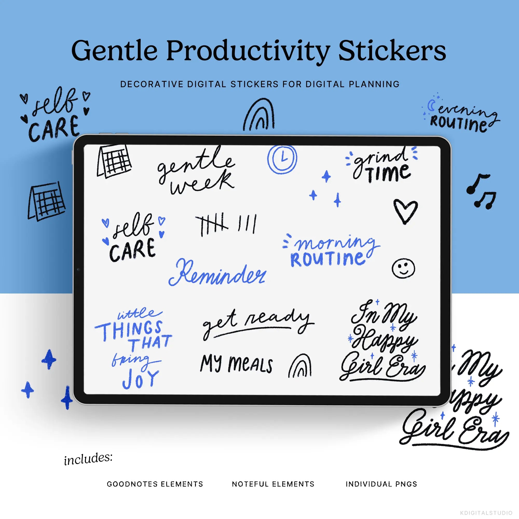 Gentle Productivity Digital Stickers KDigitalStudio