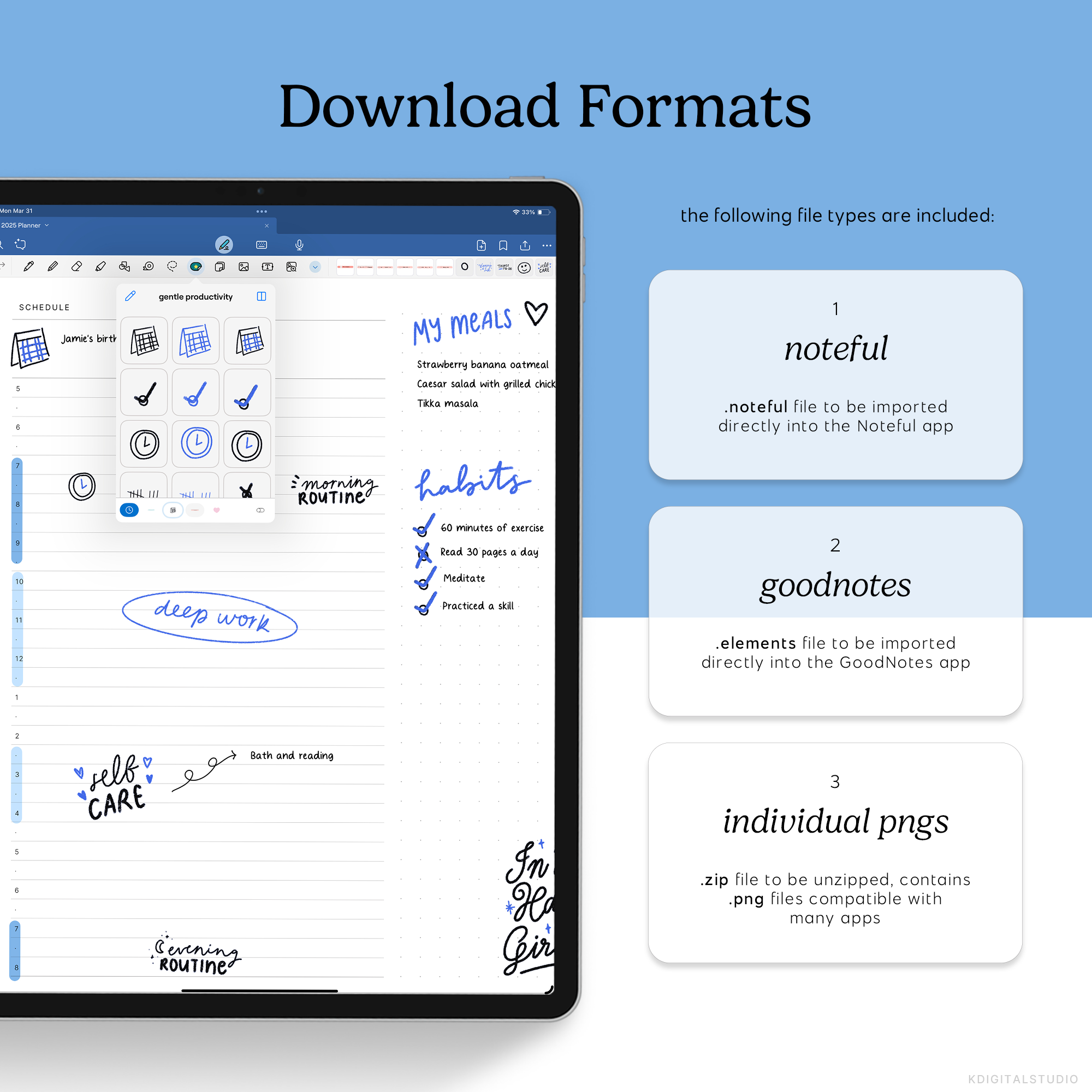 Gentle Productivity Digital Stickers