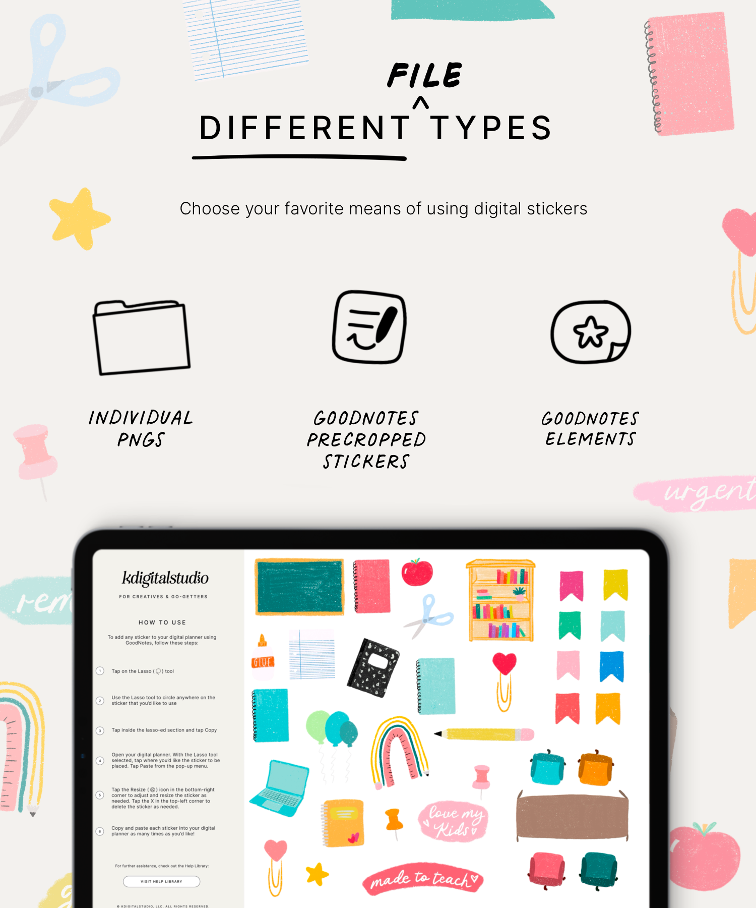 Hand Drawn Teacher Digital Stickers