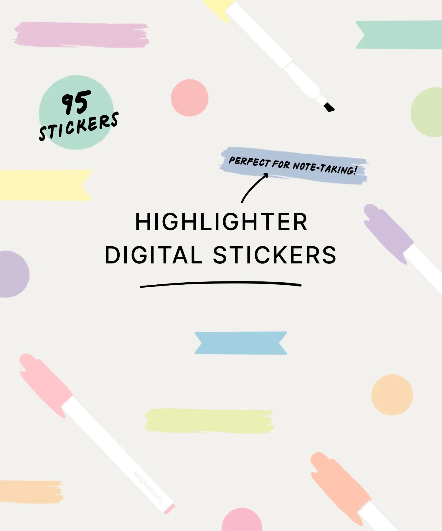 Highlighter Digital Stickers KDigitalStudio