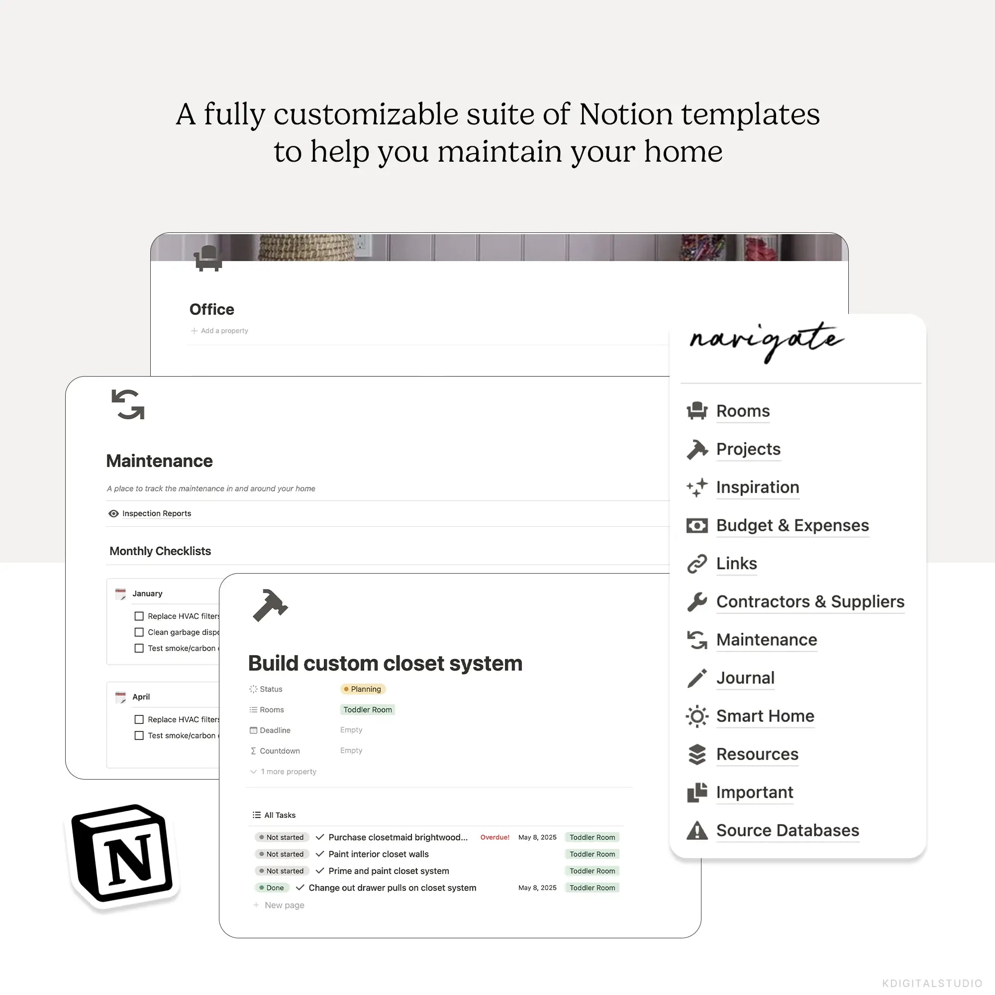 Home Hub Notion System KDigitalStudio