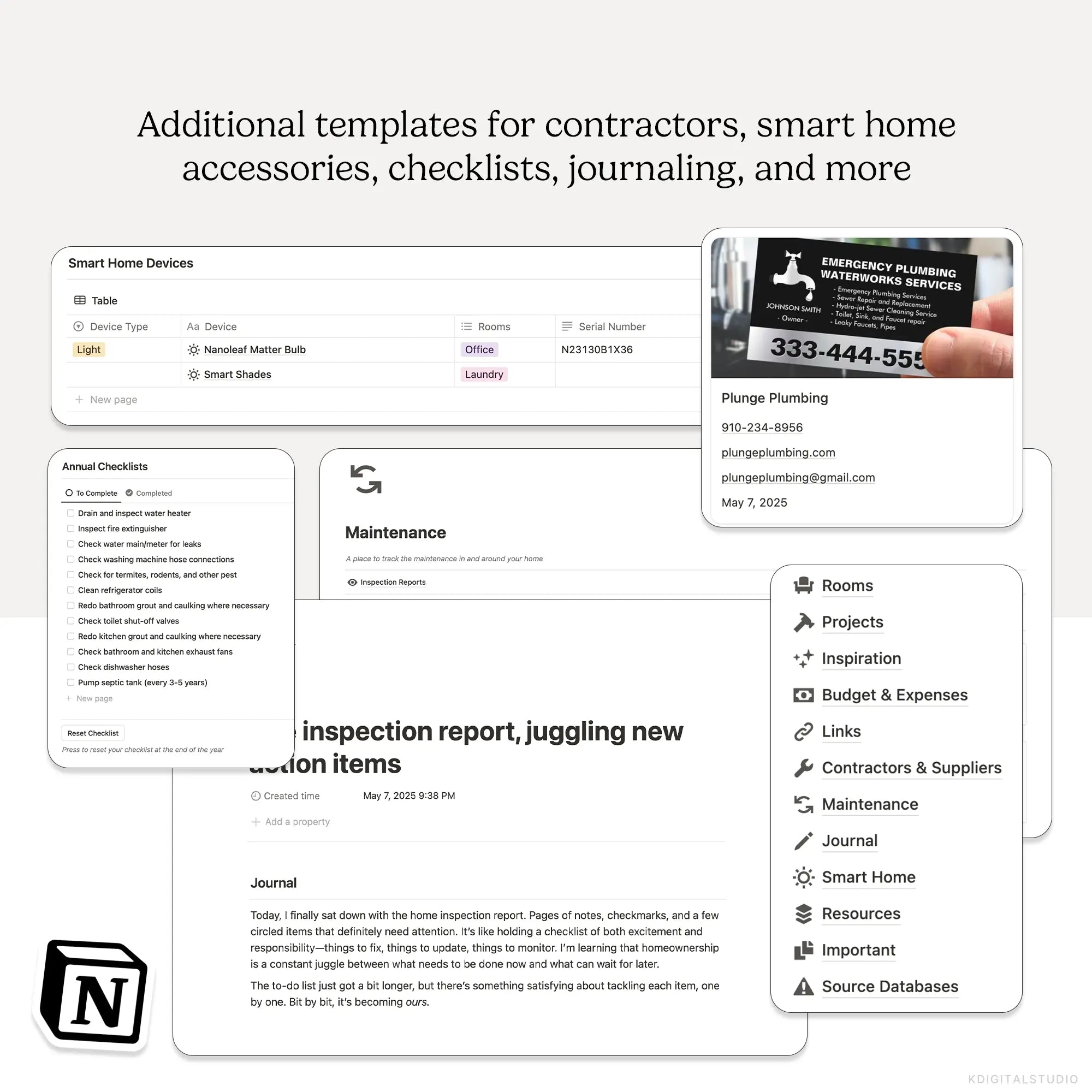Home Hub Notion System KDigitalStudio