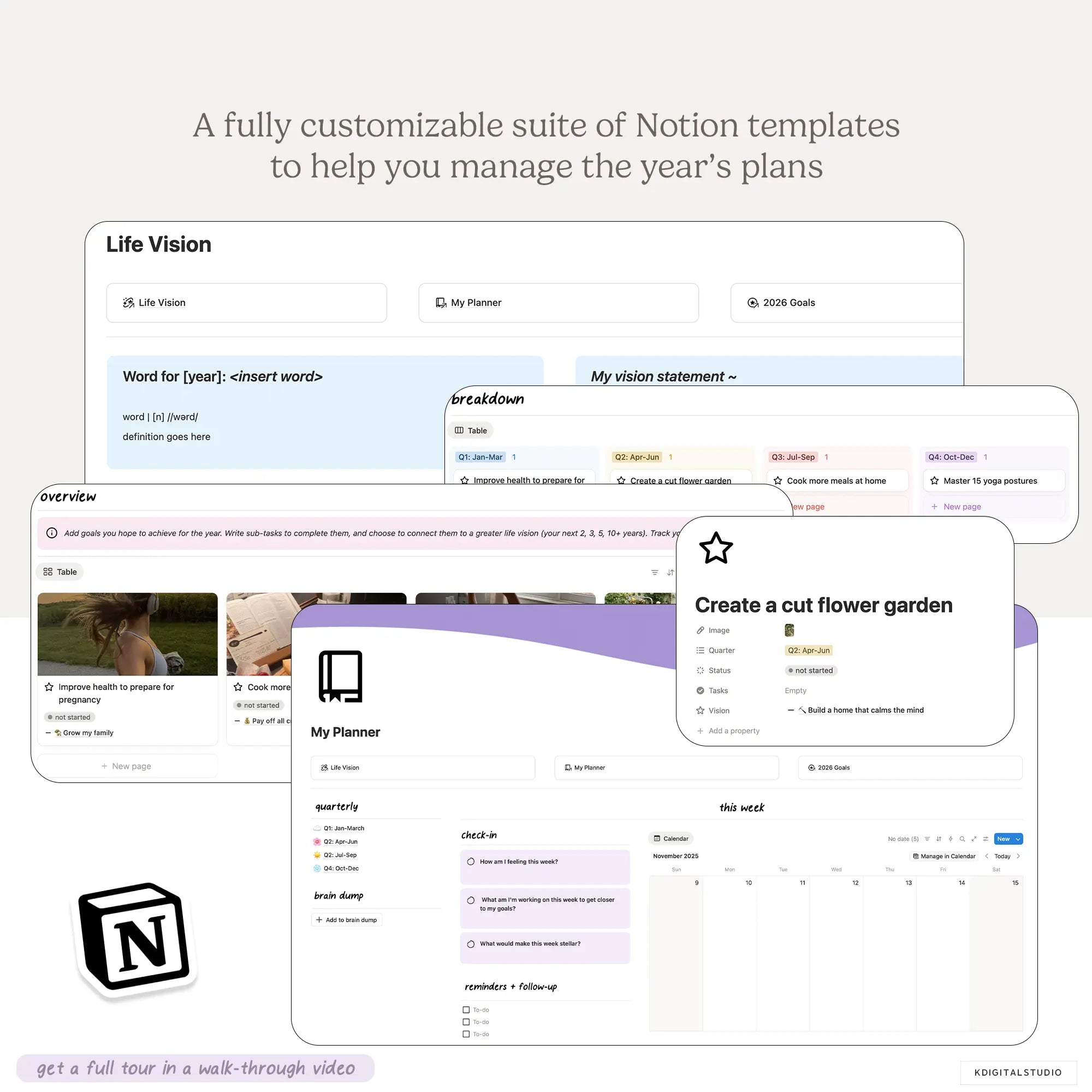 2026 Notion Life Planner & Log Notion System KDigitalStudio