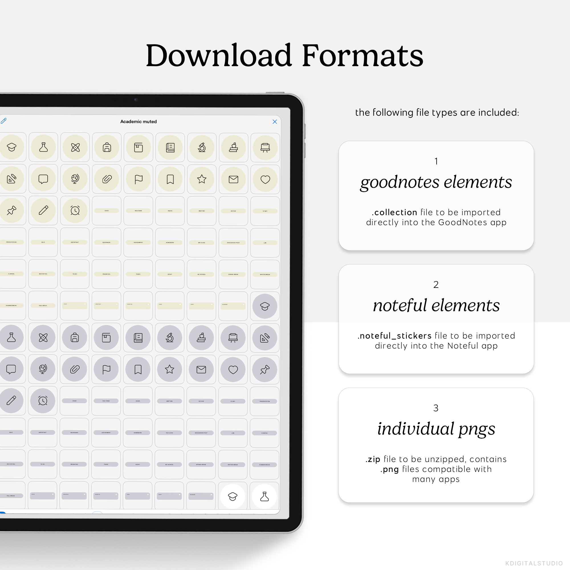 Academic Icons & Labels (Muted) Digital Stickers