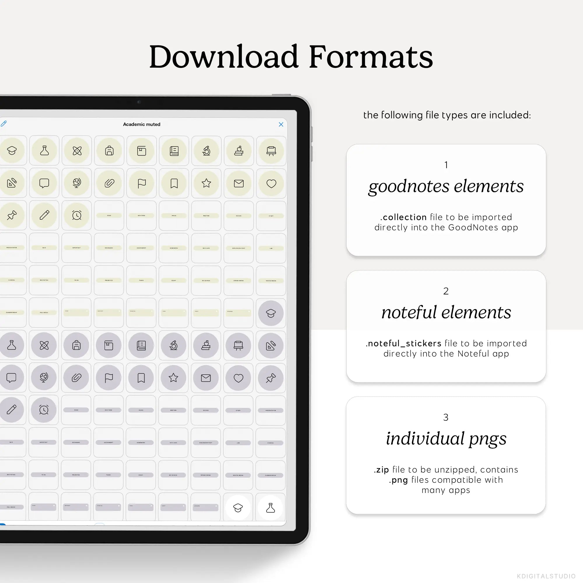 Academic Icons & Labels (Muted) Digital Stickers KDigitalStudio