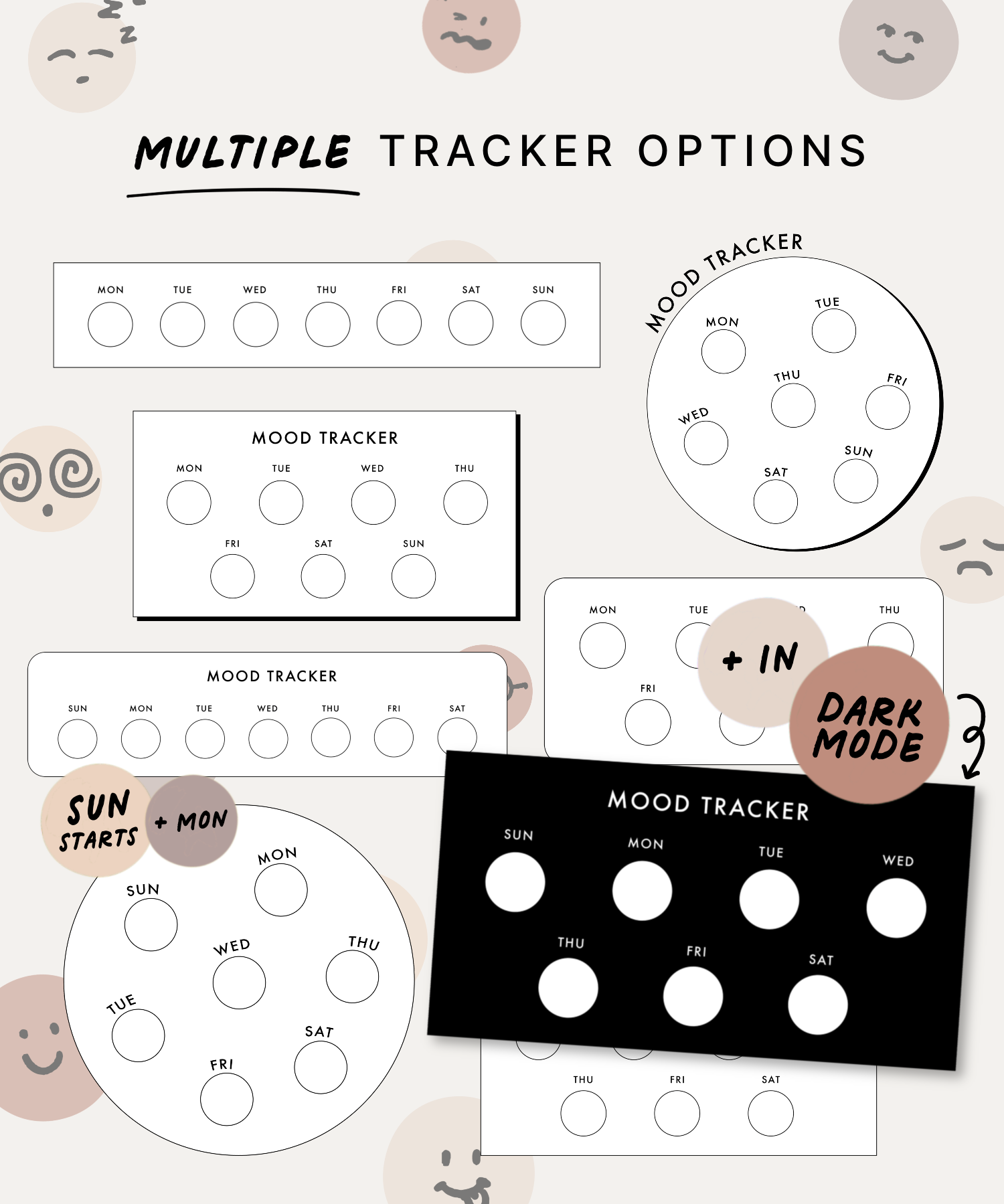 Neutral Mood Trackers Digital Stickers