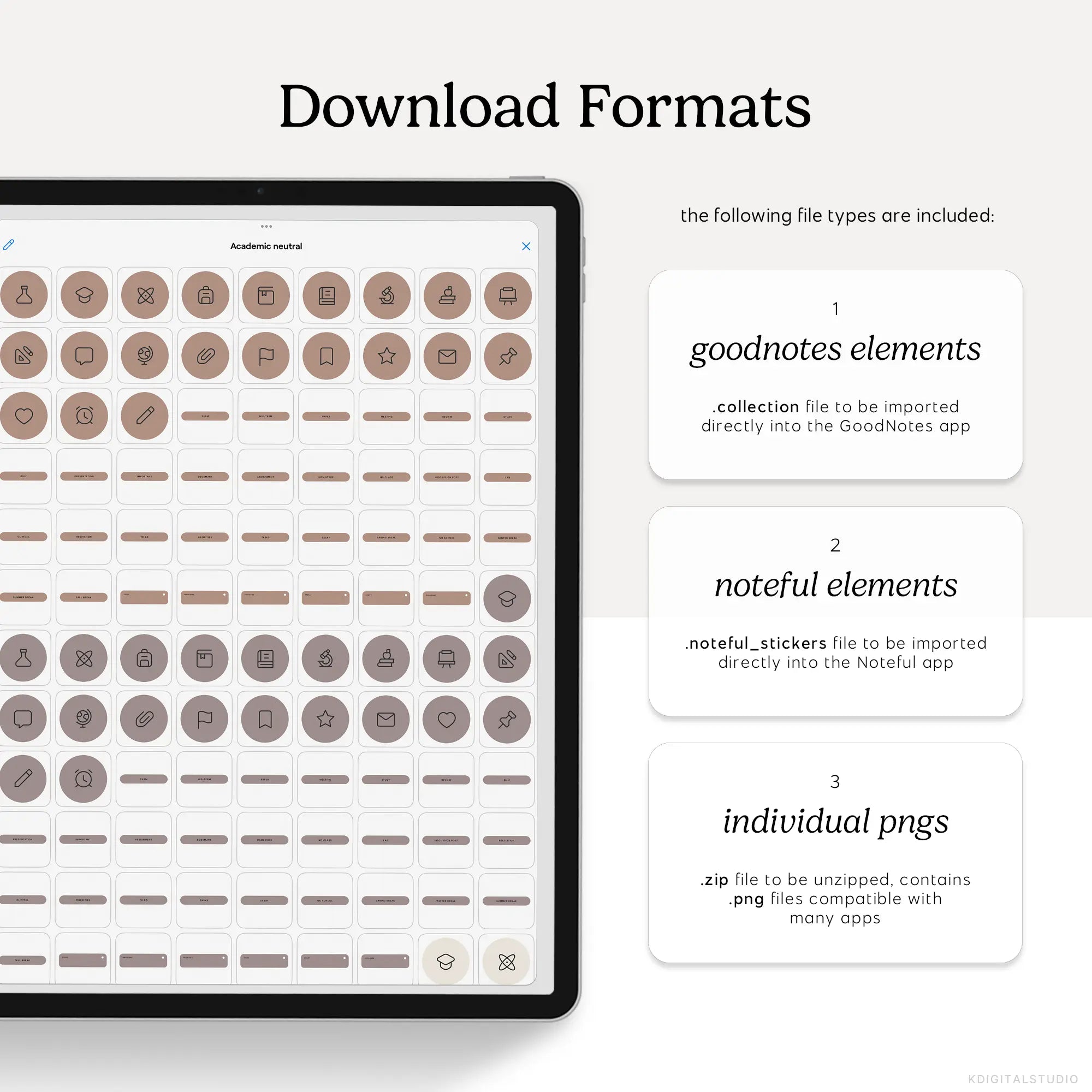 Academic Icons & Labels (Neutrals) Digital Stickers KDigitalStudio