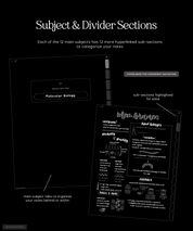 subject and divider sections in cyberry notebook
