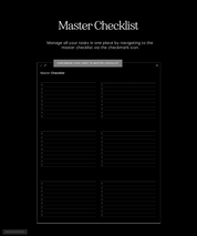 master checklist in cyberry notebook
