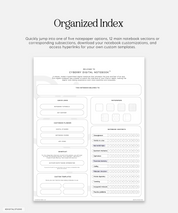 organized index in cyberry notebook