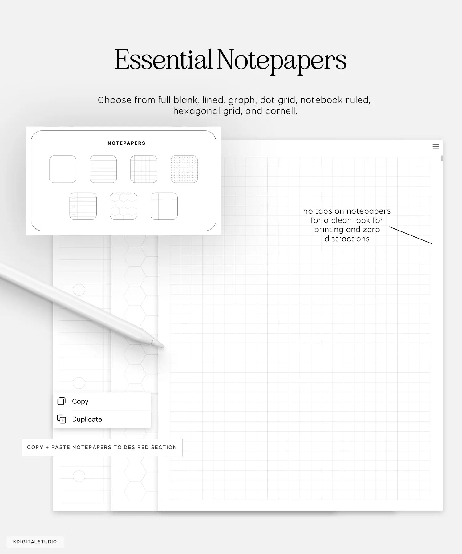 essential notepapers in cyberry notebook