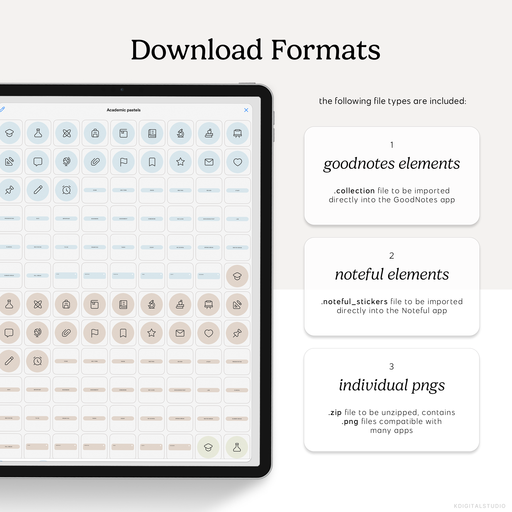 Academic Icons & Labels (Pastels) Digital Stickers