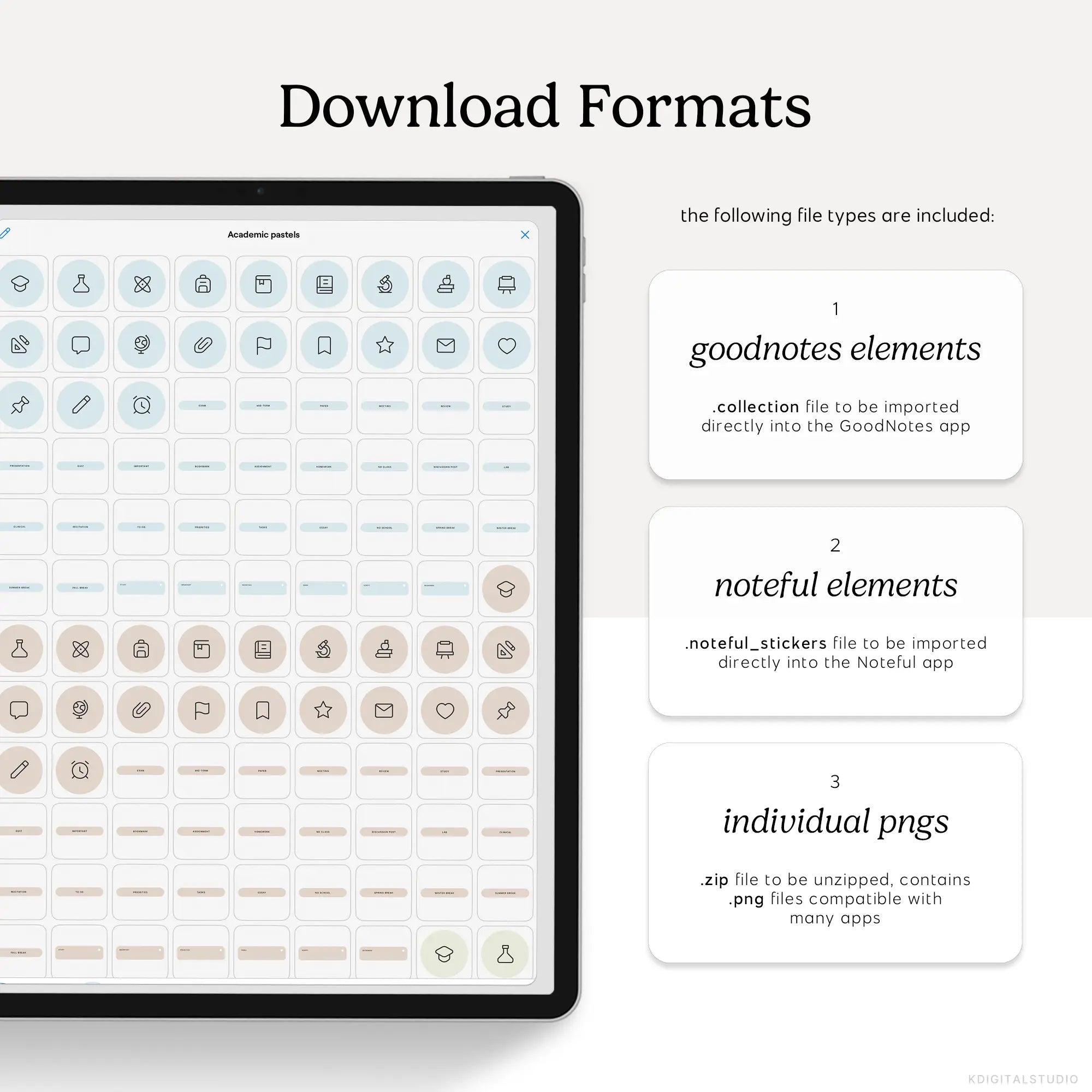 Academic Icons & Labels (Pastels) Digital Stickers KDigitalStudio