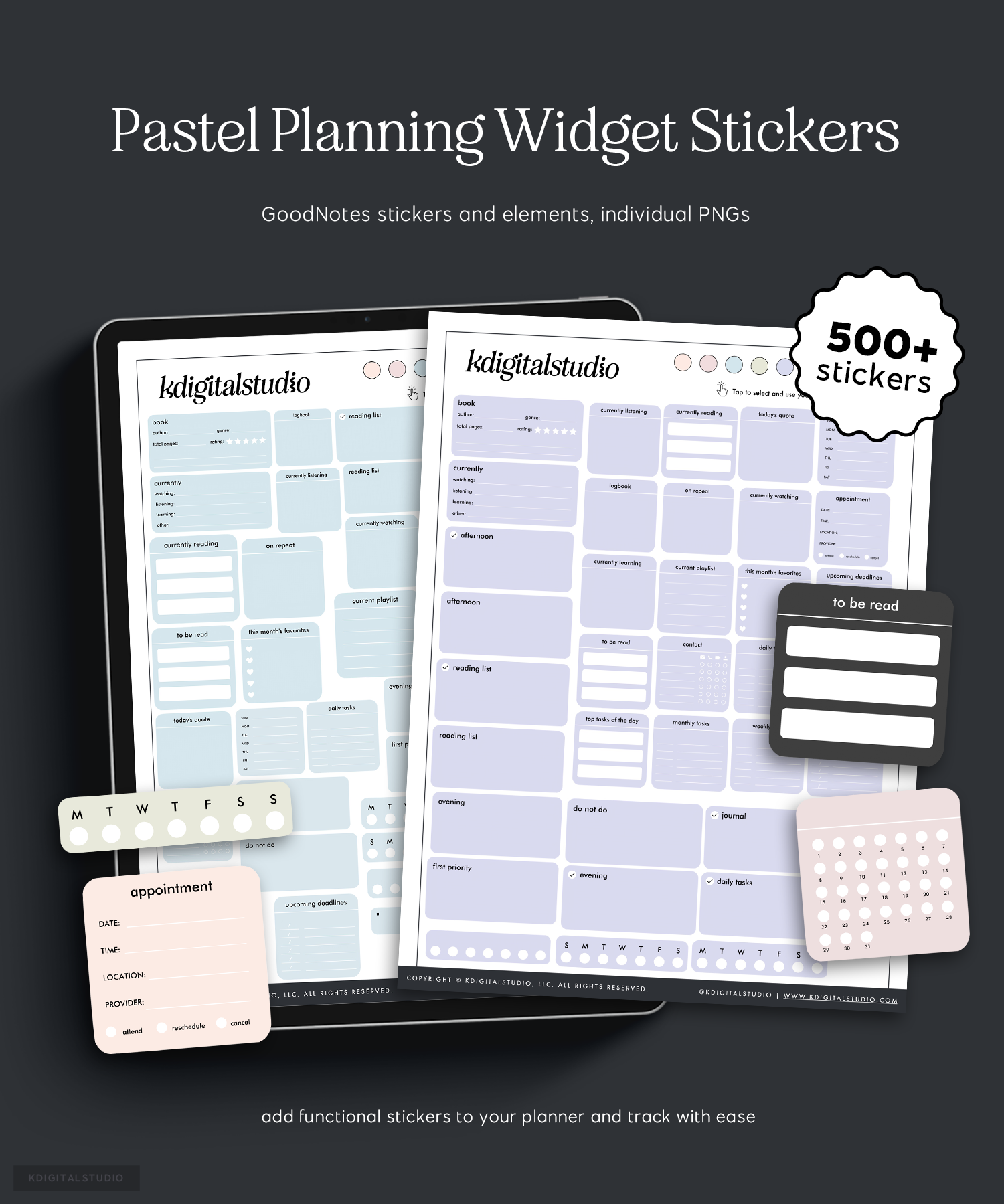 Widgets de planificación en colores pastel