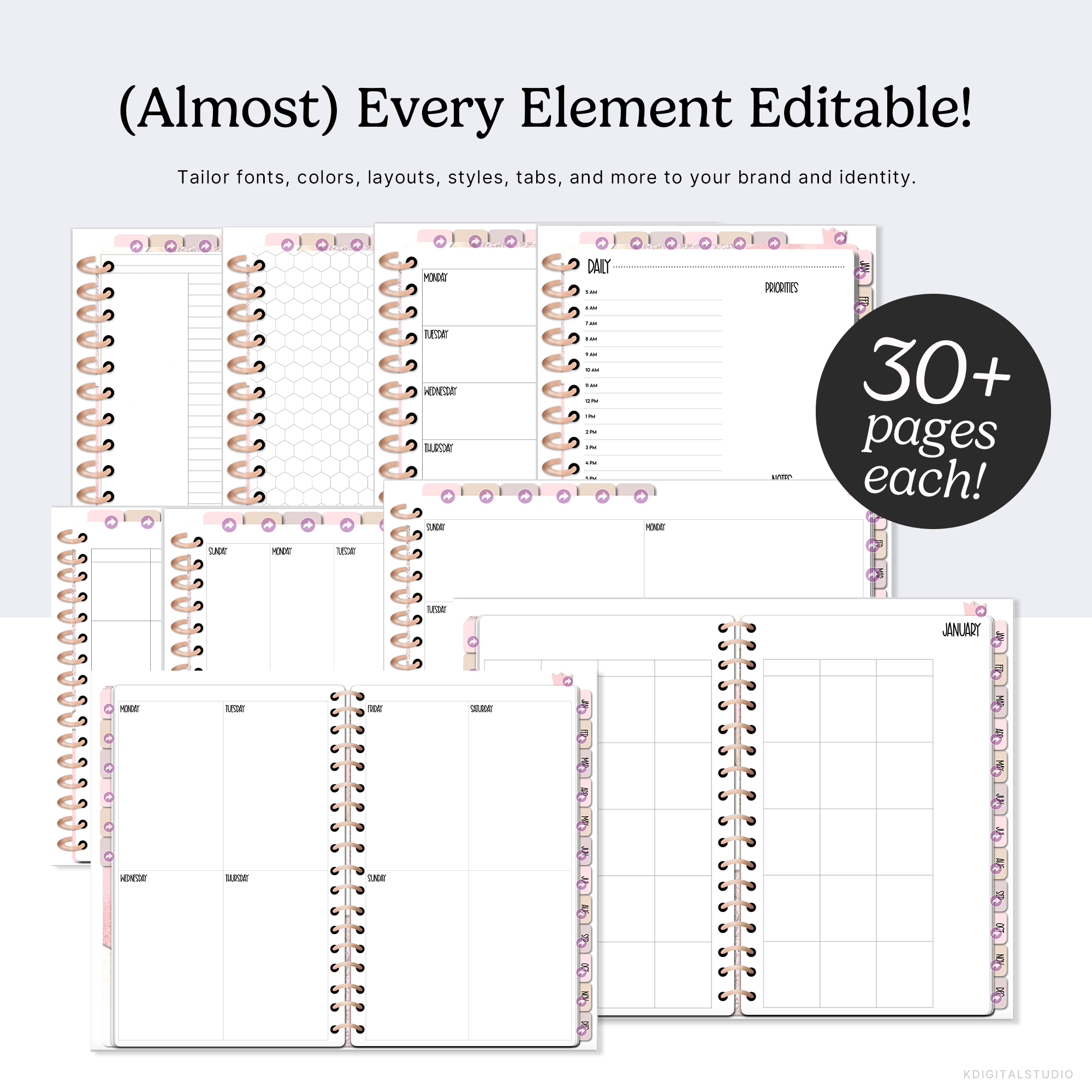 Keynote Kit: Editable Rose Gold Planners