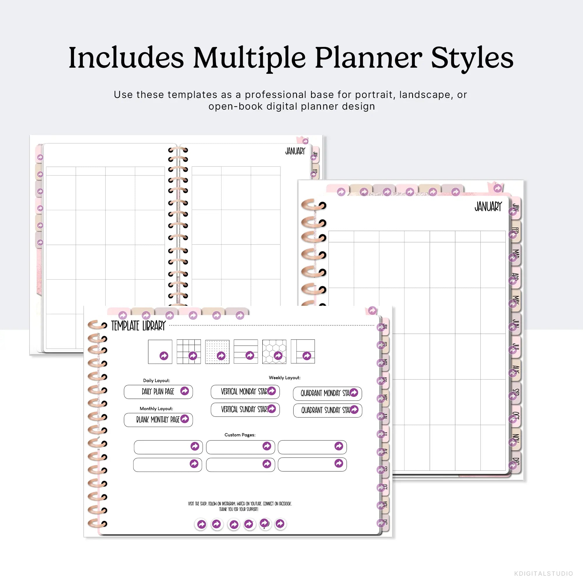 Keynote Kit: Editable Rose Gold Planners KDigitalStudio