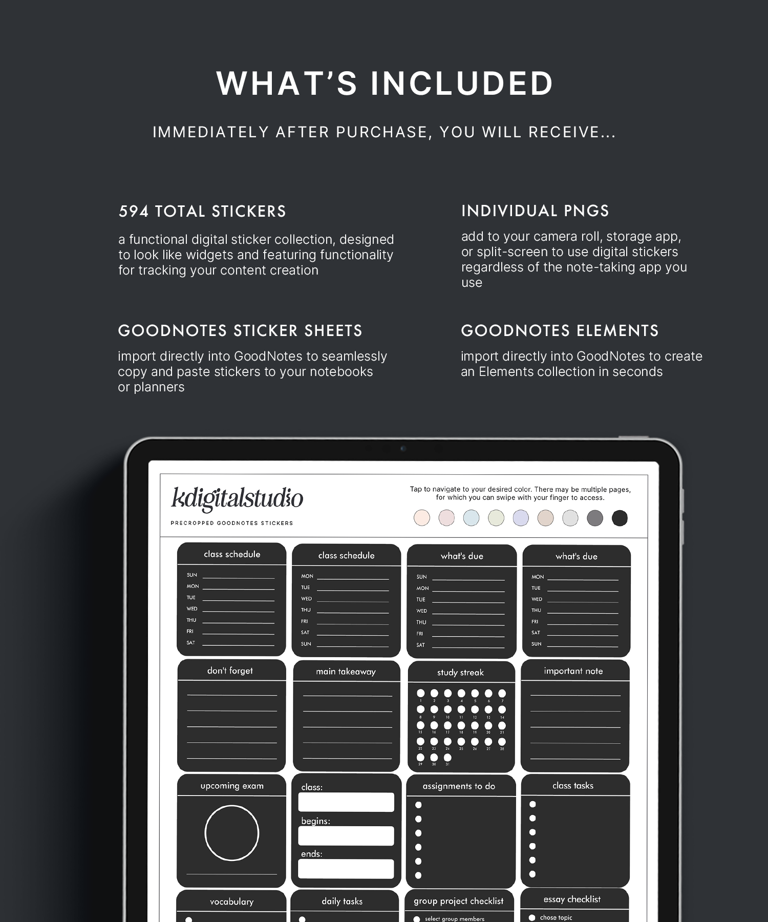 Widgets para estudiantes en colores pastel