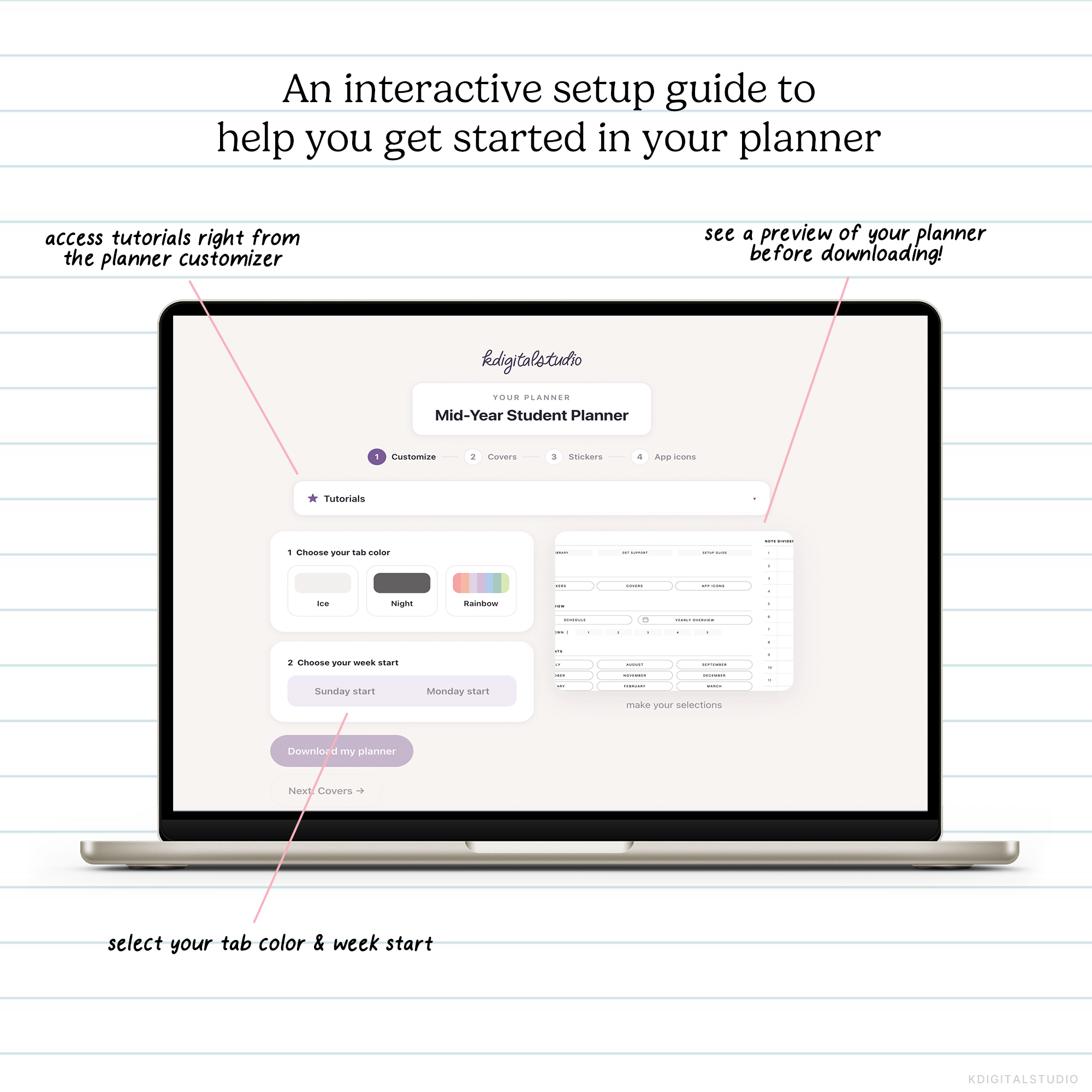 Student Mid-Year Digital Planner (2026-2027) KDigitalStudio