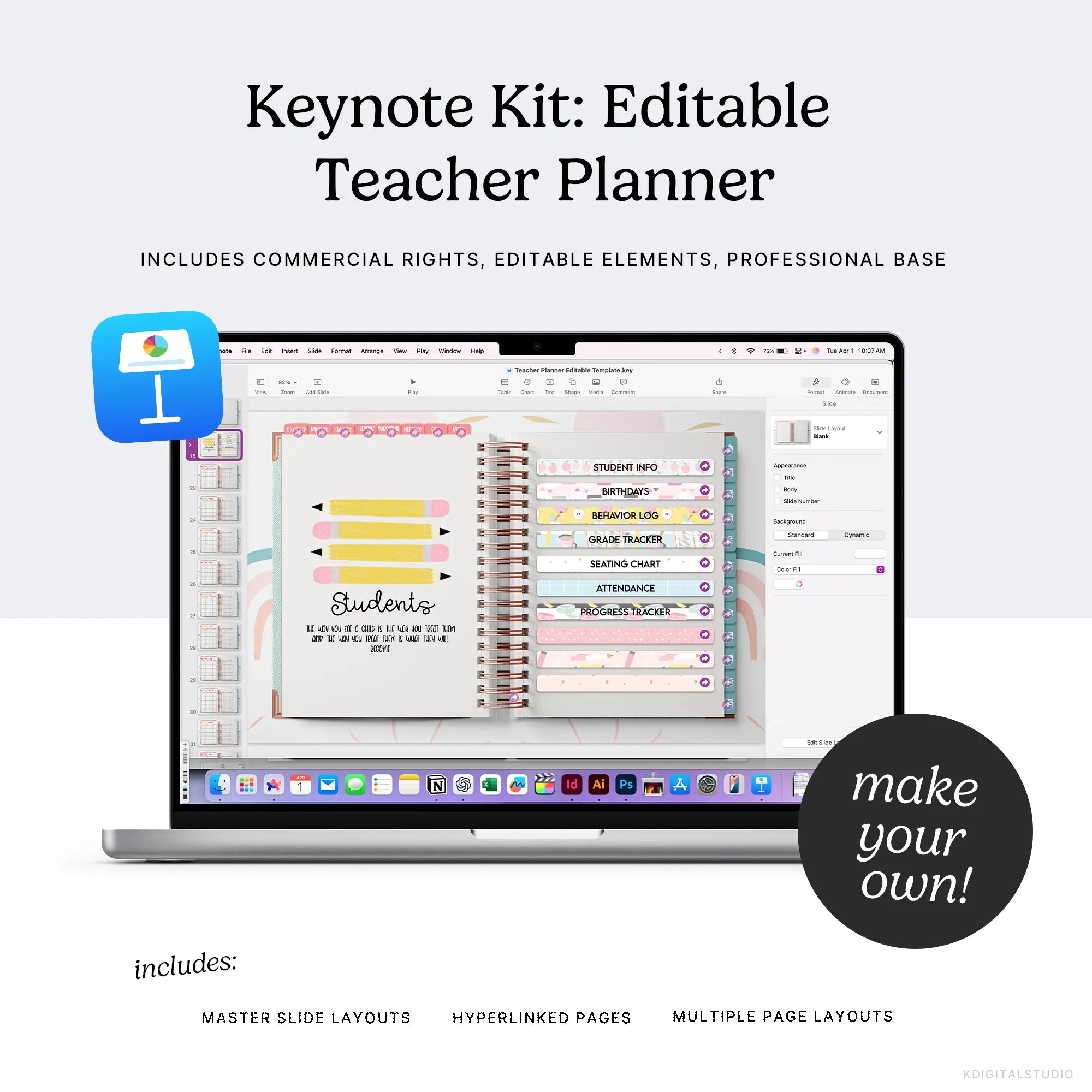 Keynote Kit: Editable Teacher Planner KDigitalStudio