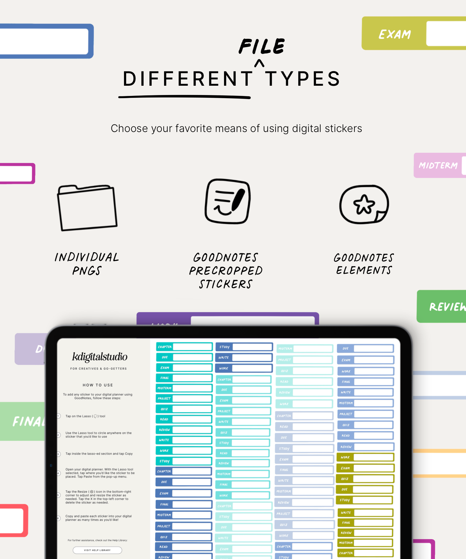 Pegatinas digitales de la pestaña Estudiante