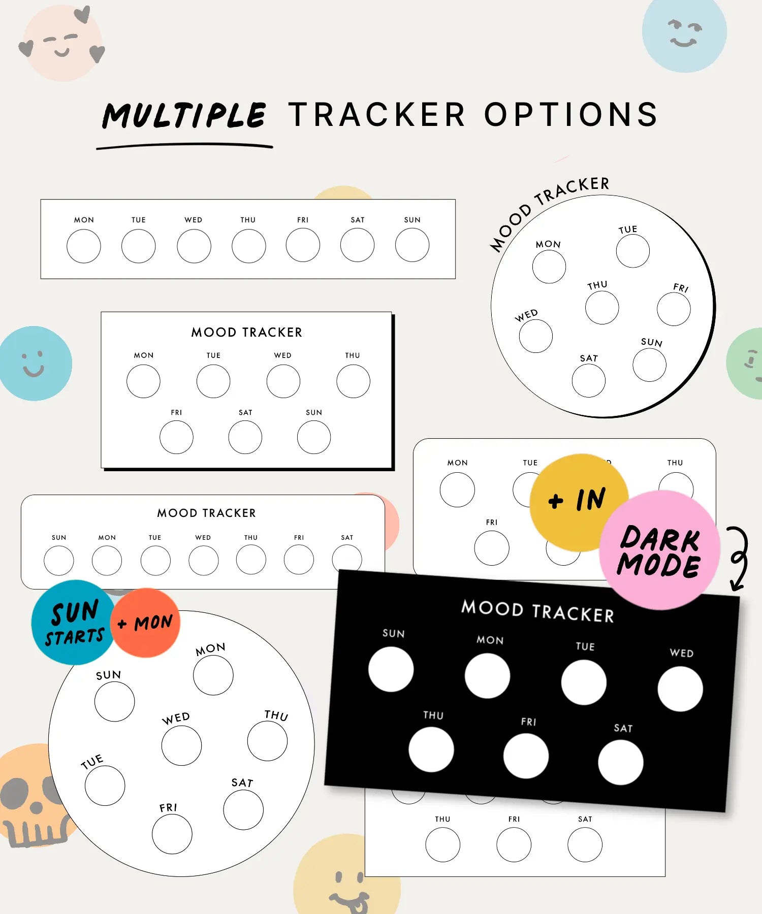 Colorful Mood Trackers Digital Stickers KDigitalStudio