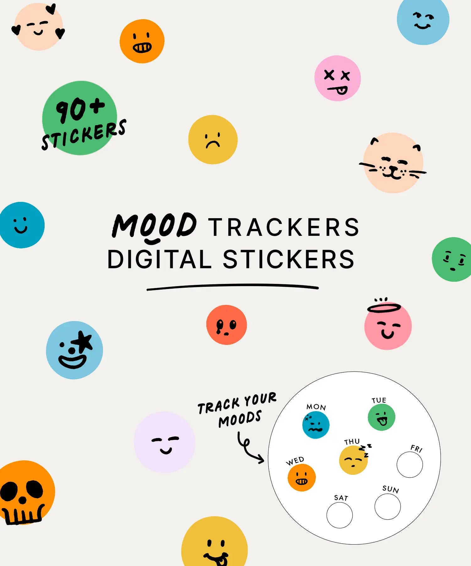 Colorful Mood Trackers Digital Stickers KDigitalStudio