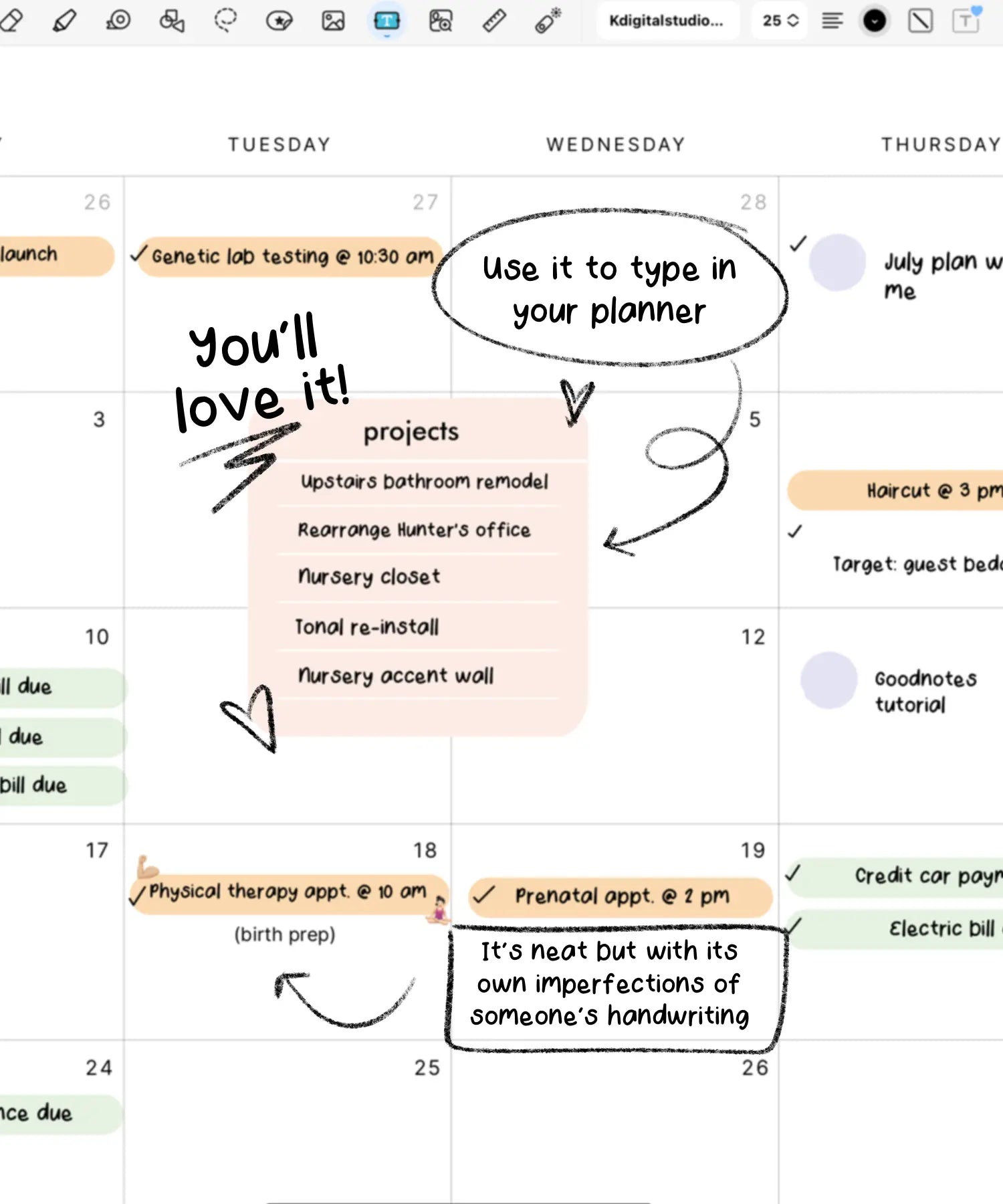 Digital Planner Font KDigitalStudio