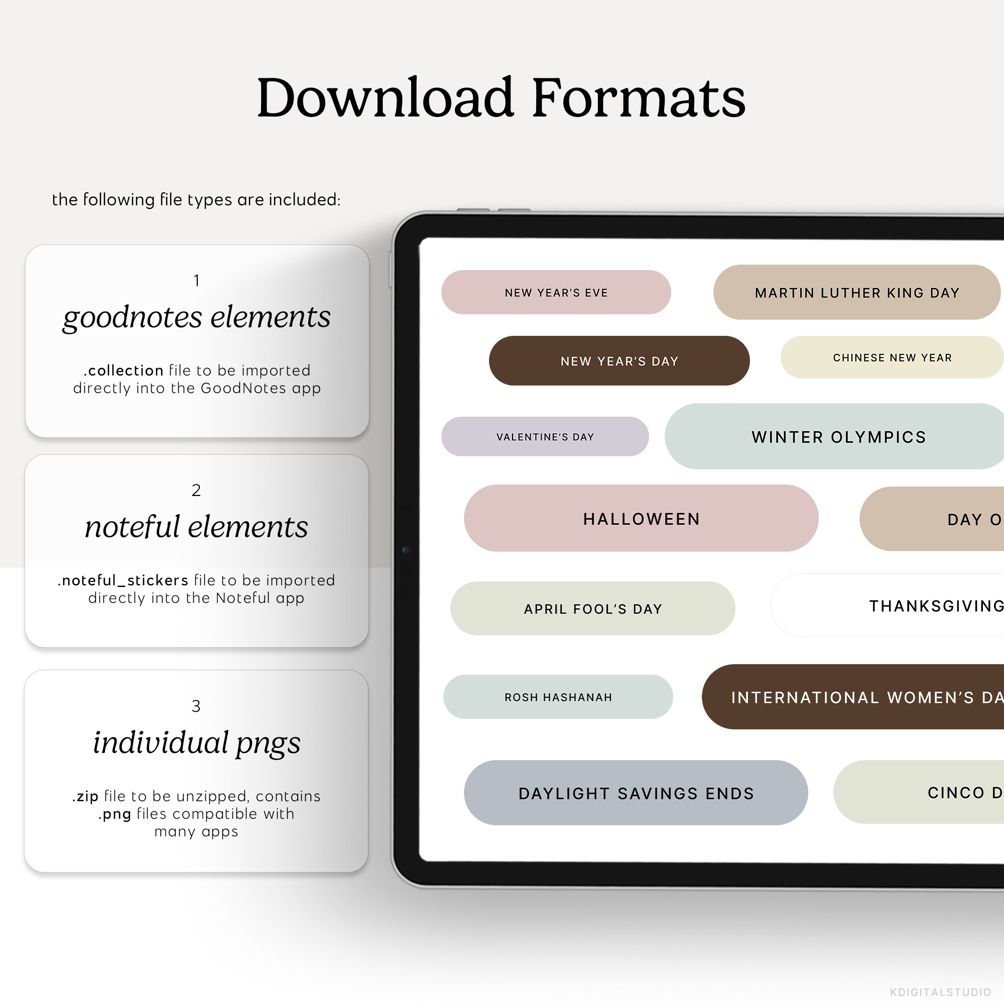 Major Holidays & Events (Muted) Digital Stickers