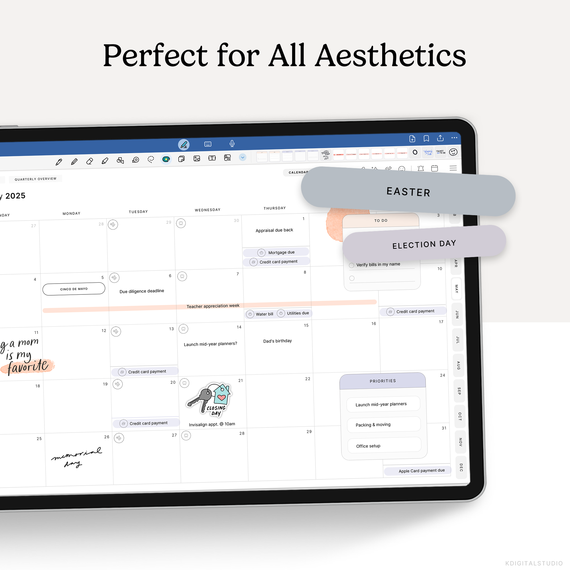 Major Holidays & Events (Muted) Digital Stickers