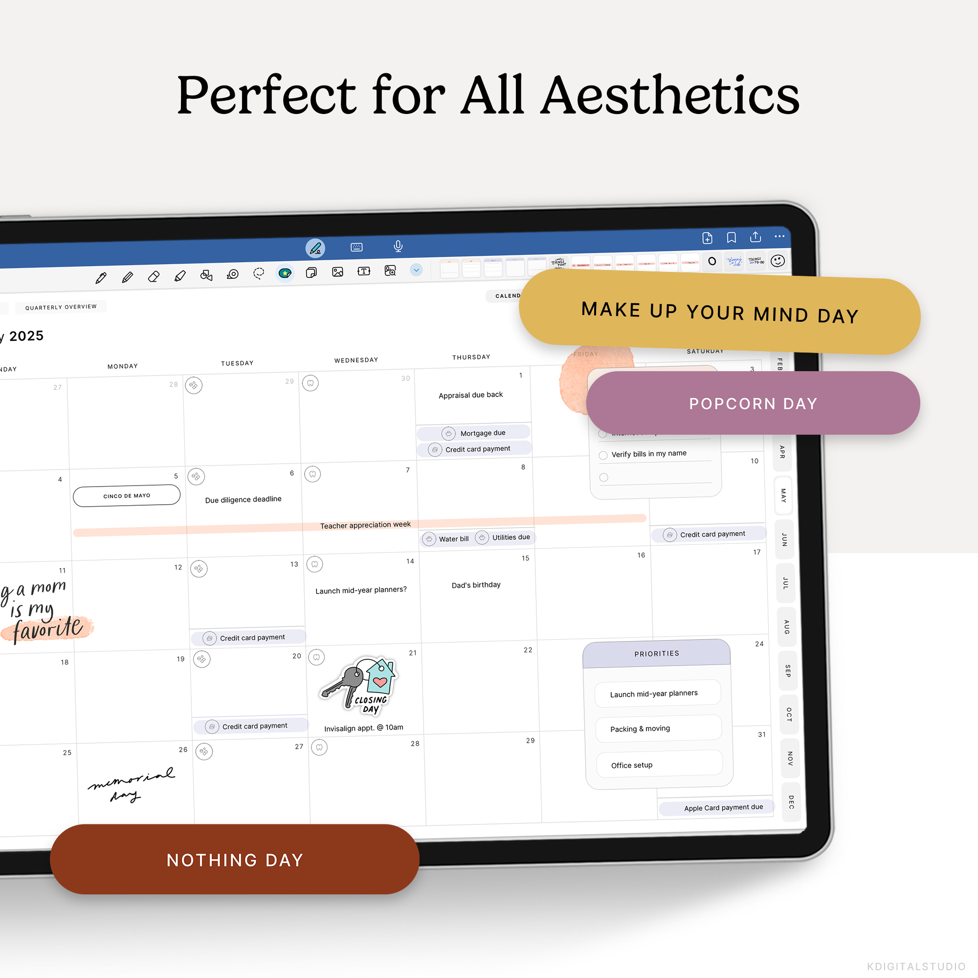 Wacky Holidays & Events (Jewel Tones) Digital Stickers