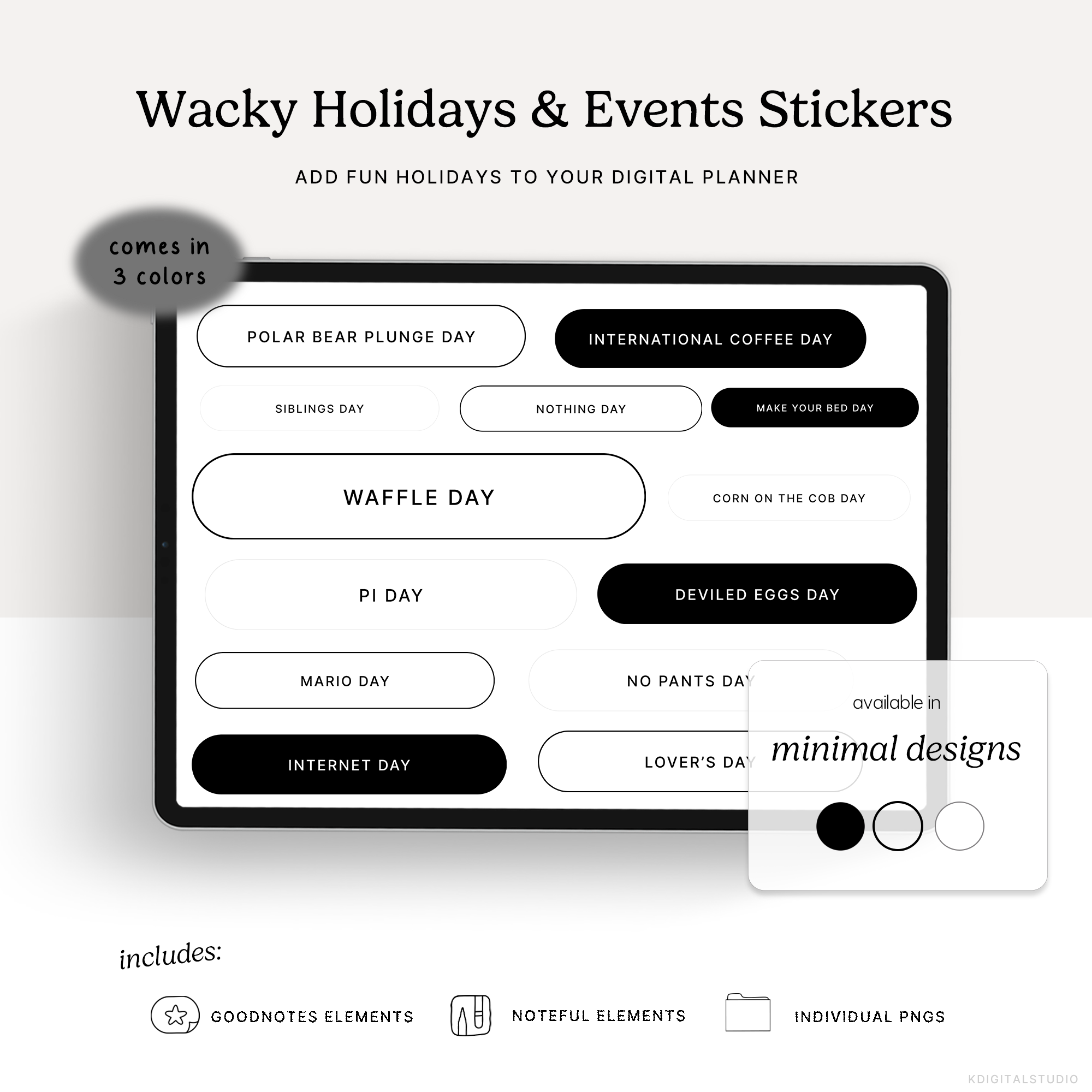 Wacky Holidays & Events (Minimal) Digital Stickers