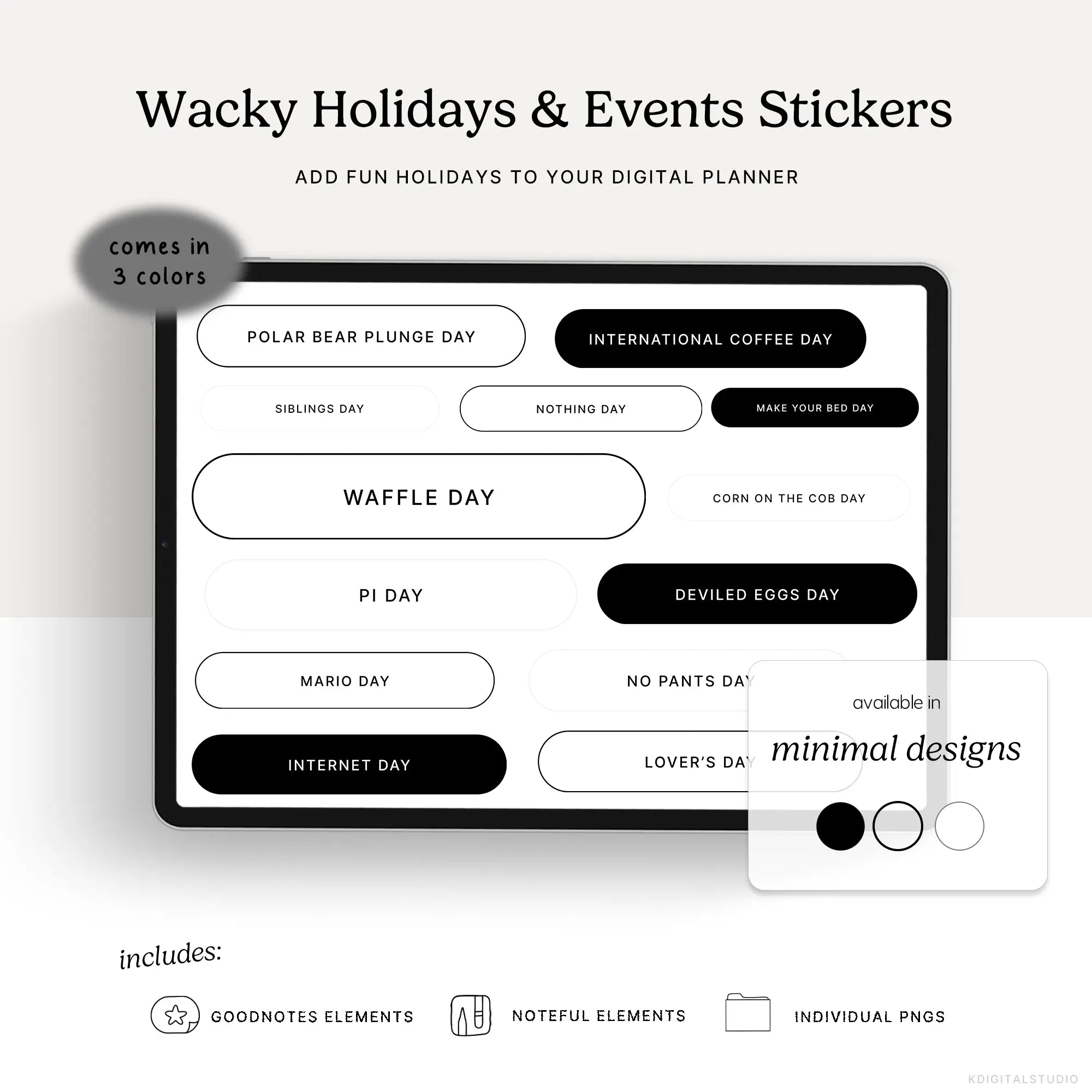 Wacky Holidays & Events (Minimal) Digital Stickers KDigitalStudio