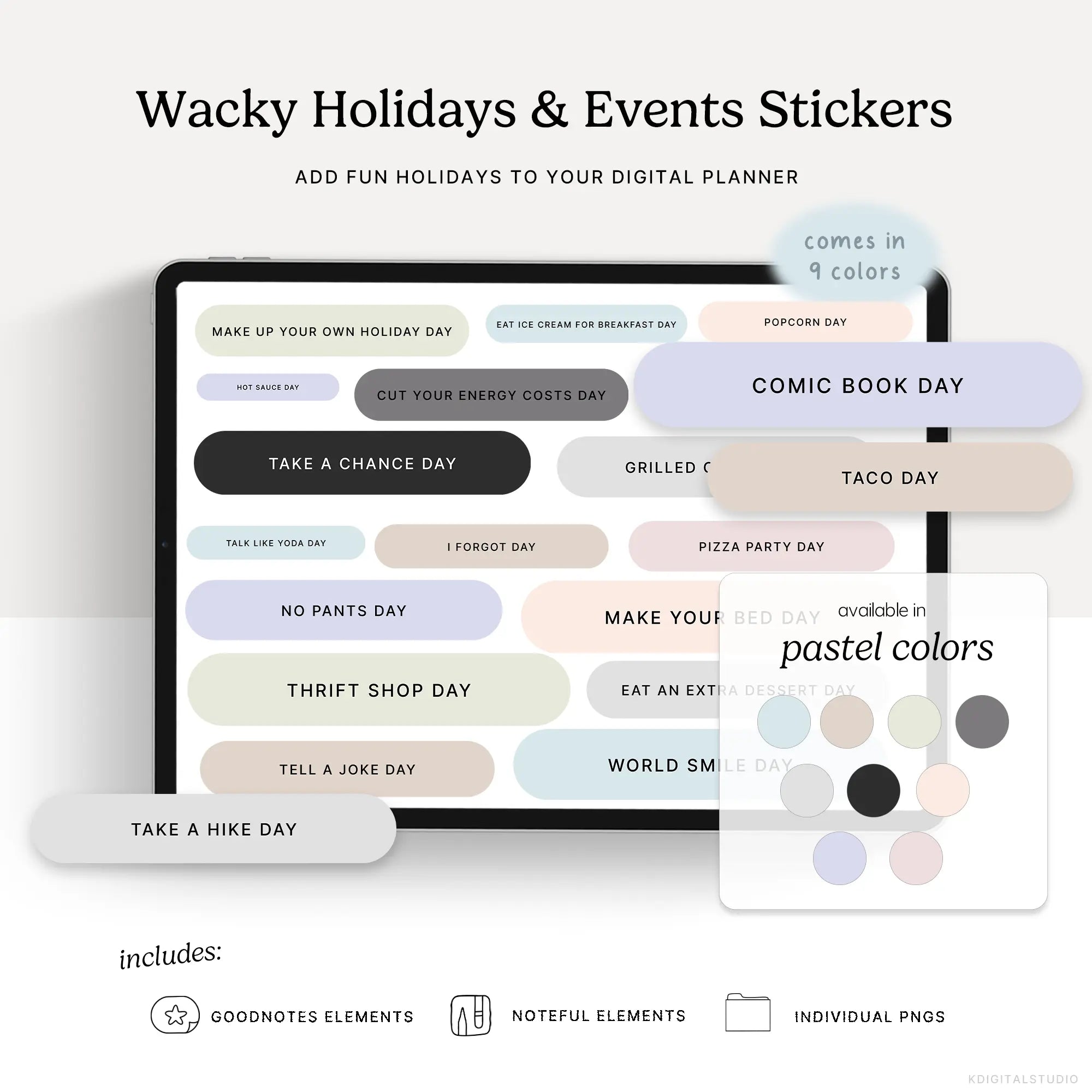 Wacky Holidays & Events (Pastels) Digital Stickers KDigitalStudio