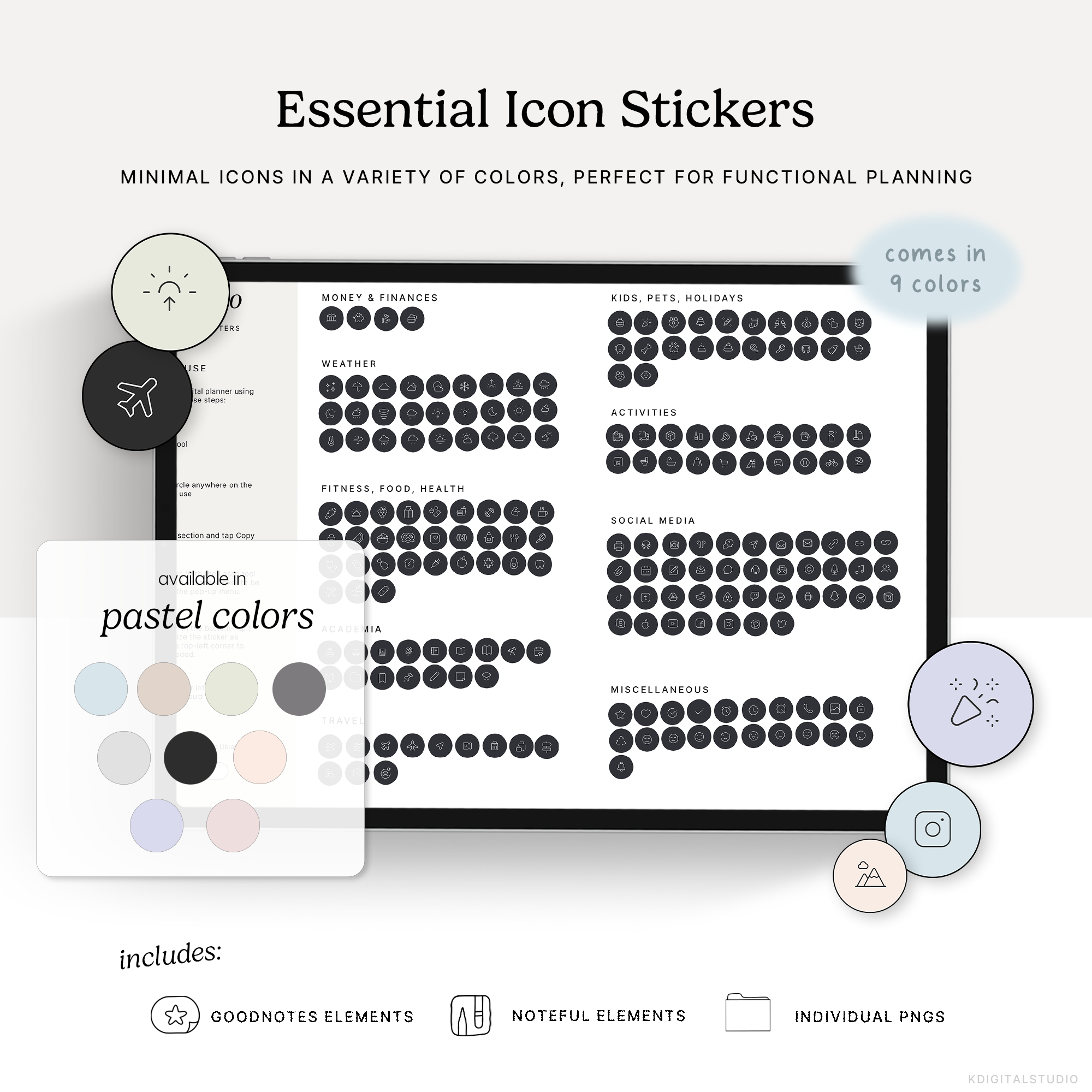 Essential Pastel Icon Stickers