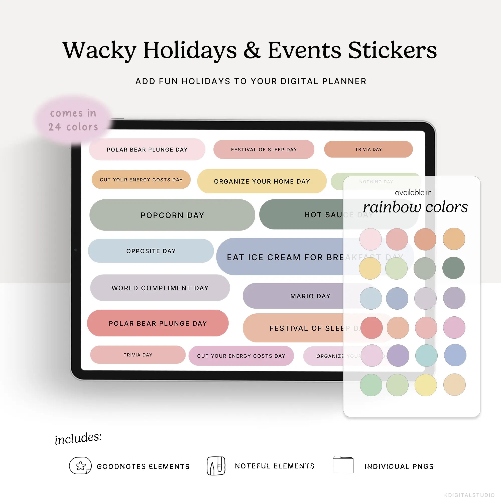 Wacky Holidays & Events (Rainbow) Digital Stickers KDigitalStudio