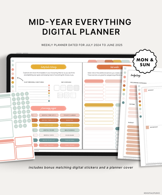 Mid-Year Weekly Everything Digital Planner