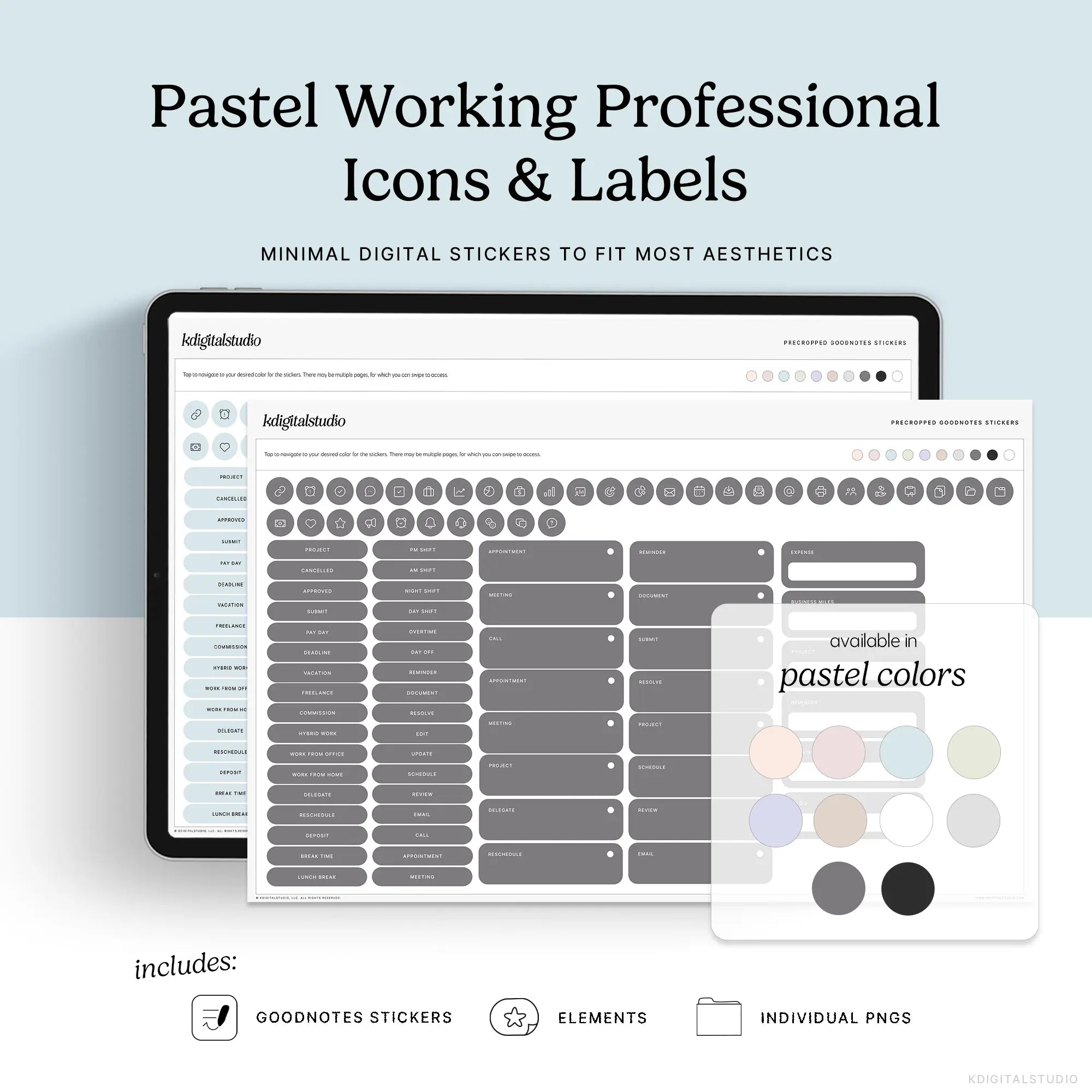 Pastel Working Professional Icons & Labels KDigitalStudio